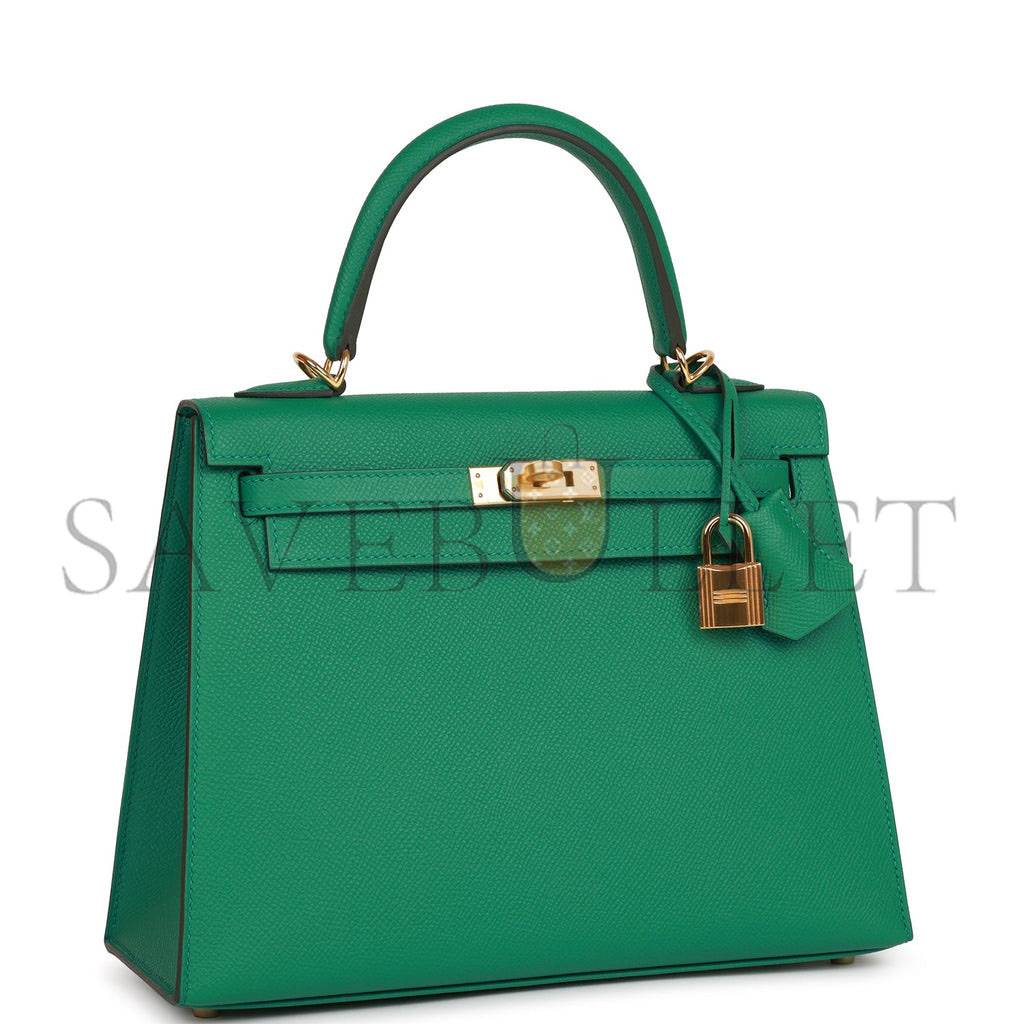 H**mes kelly sellier 25 vert vertigo epsom gold hardware handmade  (25*17*7cm)