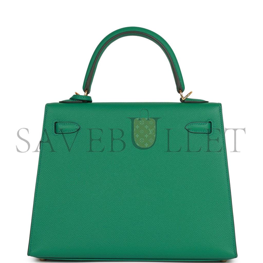 H**mes kelly sellier 25 vert vertigo epsom gold hardware handmade  (25*17*7cm)