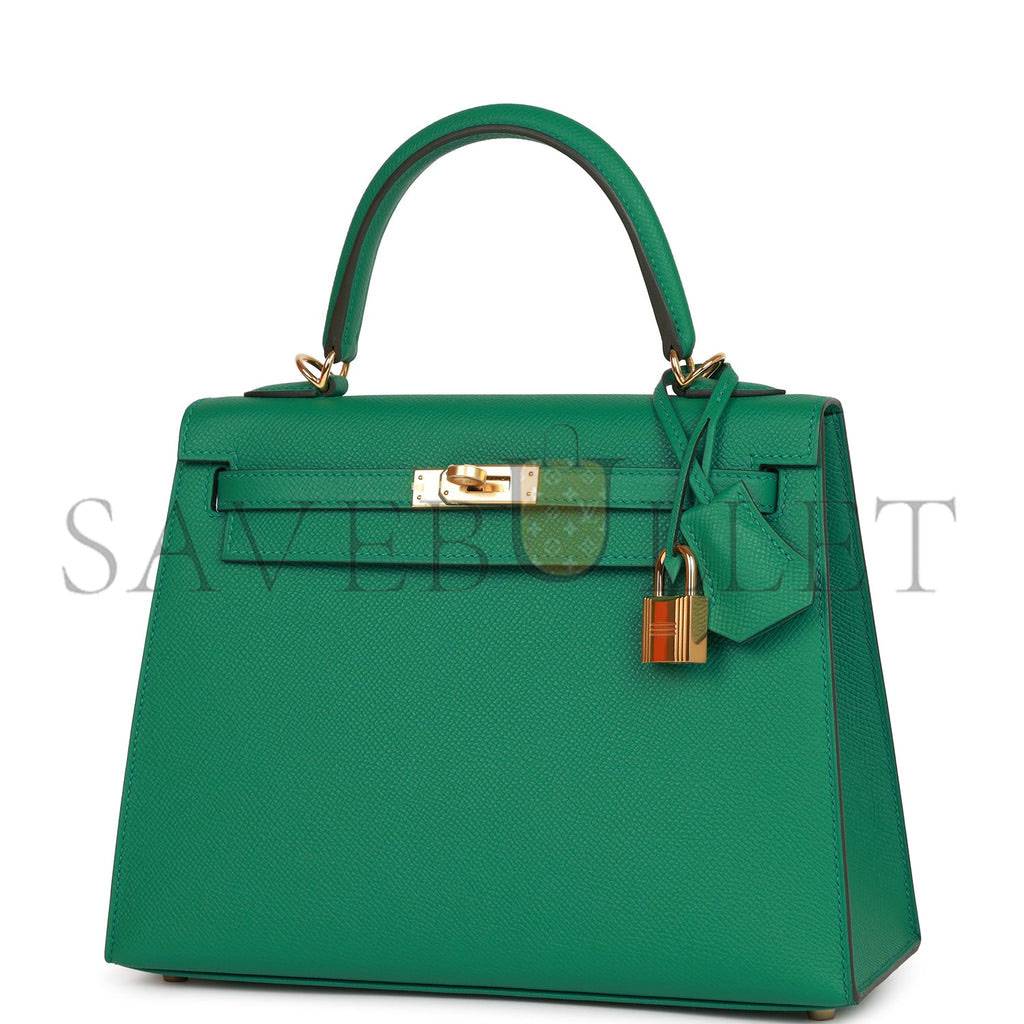 H**mes kelly sellier 25 vert vertigo epsom gold hardware handmade  (25*17*7cm)