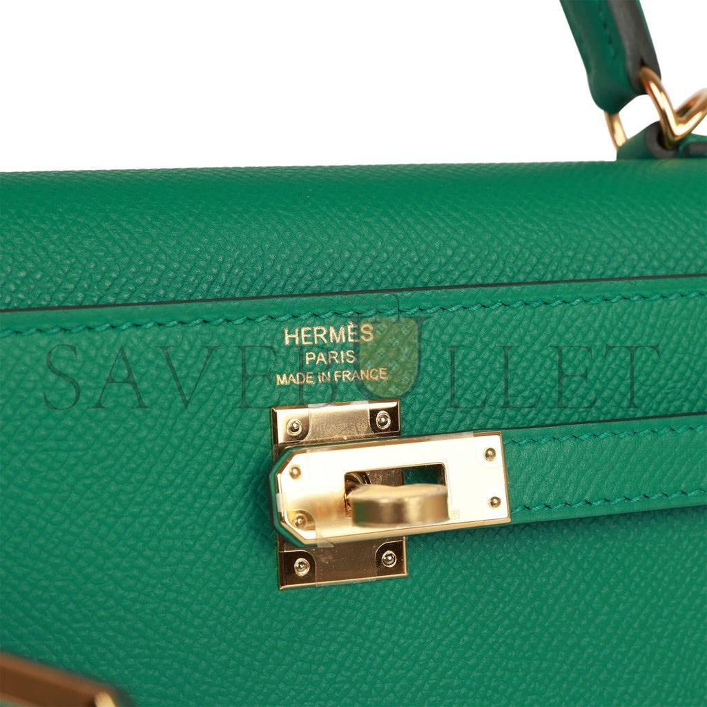 H**mes kelly sellier 25 vert vertigo epsom gold hardware handmade  (25*17*7cm)