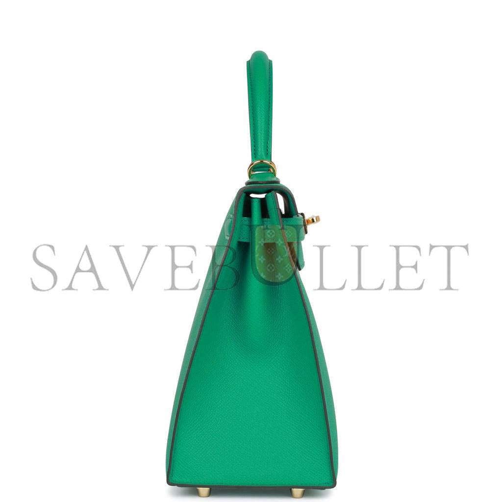 H**mes kelly sellier 28 vert jade epsom gold hardware (28*22*10cm)