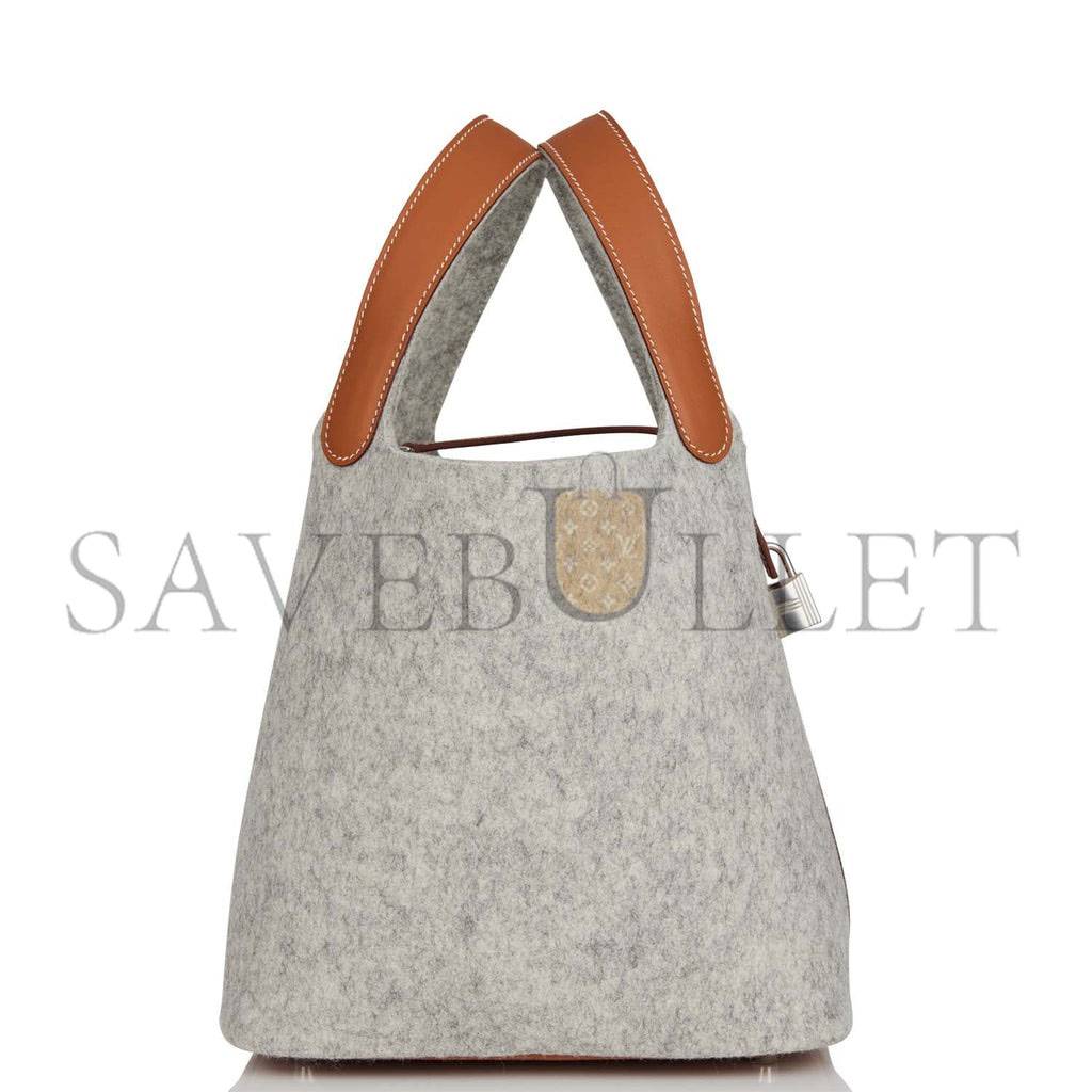 H**mes picotin lock 22 gris clair feutre and barenia palladium hardware (22*21*18cm)