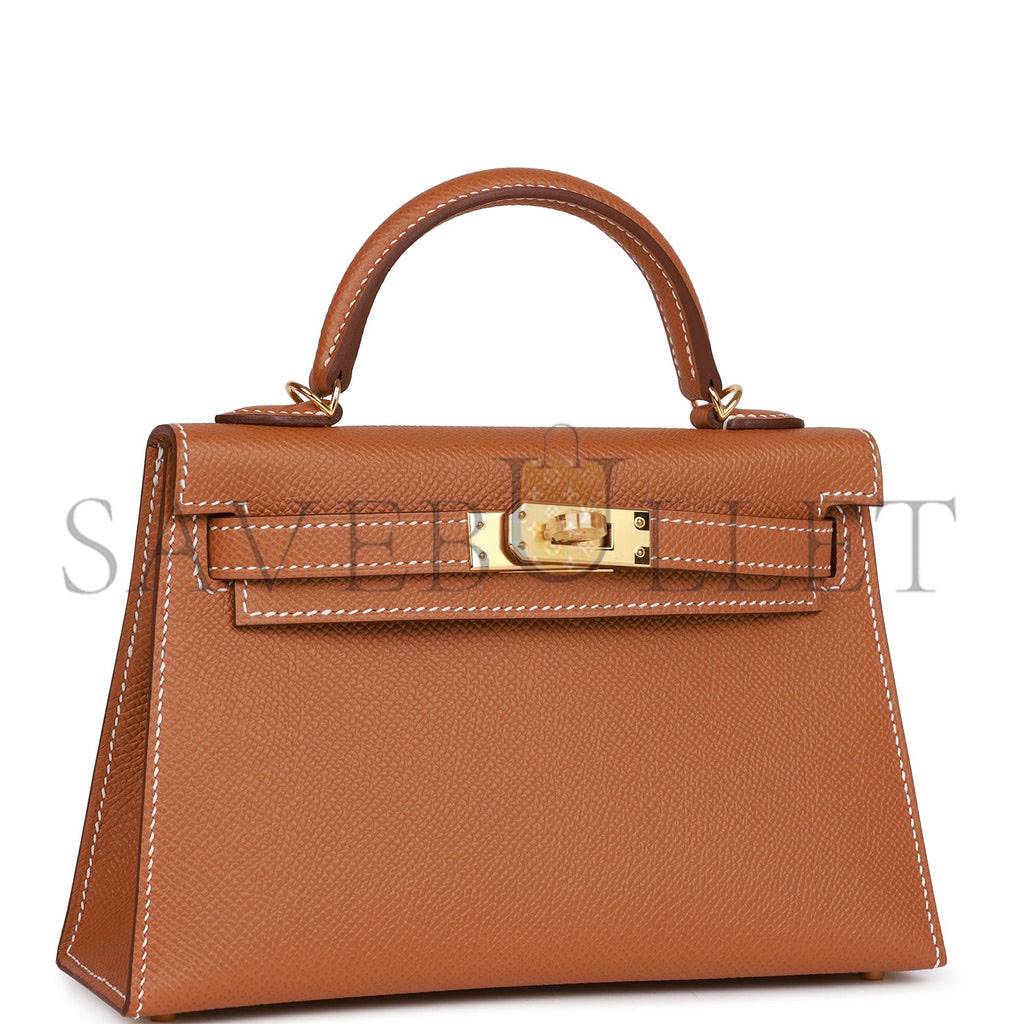 H**mes mini kelly sellier 20 gold epsom gold hardware 39848783642718(19*12*5.5cm)