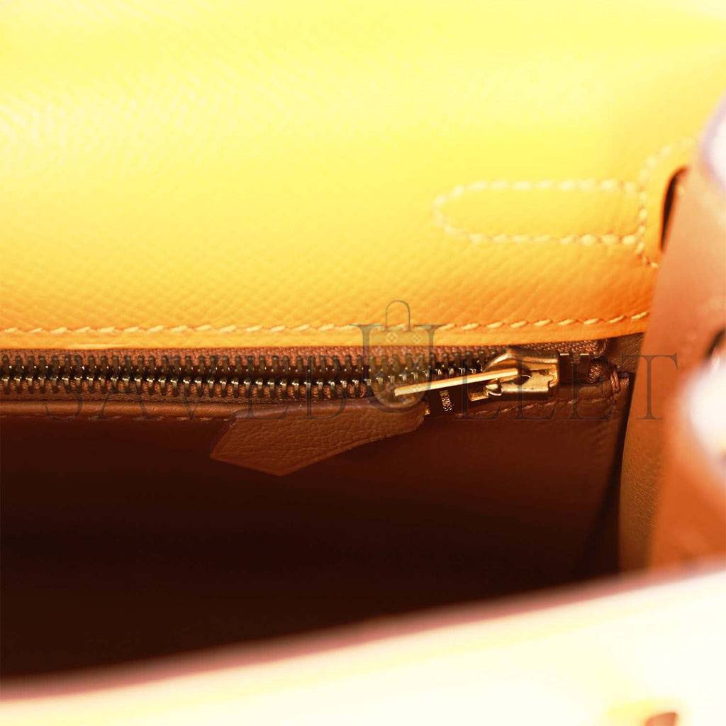 H**mes special order (hss) kelly sellier 25 jaune ambre and gold epsom gold hardware handmade (25*17*7cm)