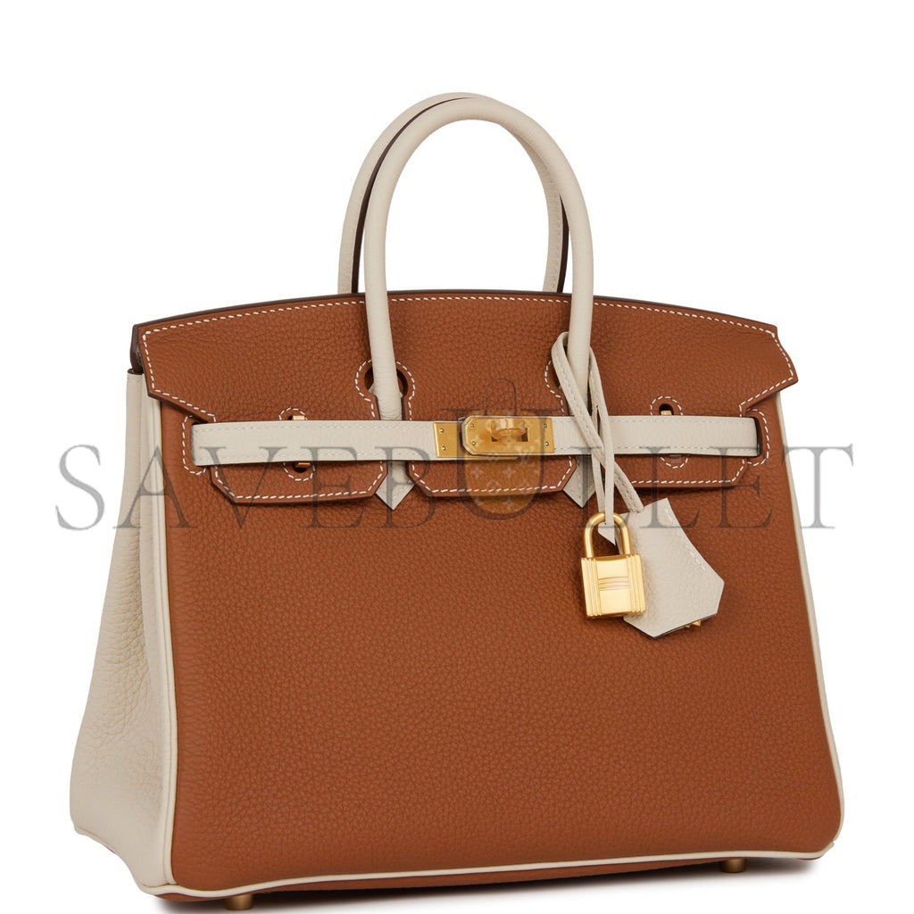 H**mes special order (hss) birkin 25 gold and craie togo brushed gold hardware handmade (25cm)