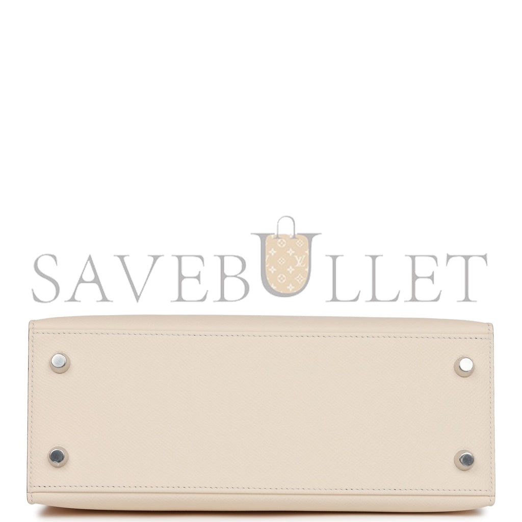 H**mes kelly sellier 25 tri-color nata, chai and gris meyer epsom palladium hardware (25*17*7cm)