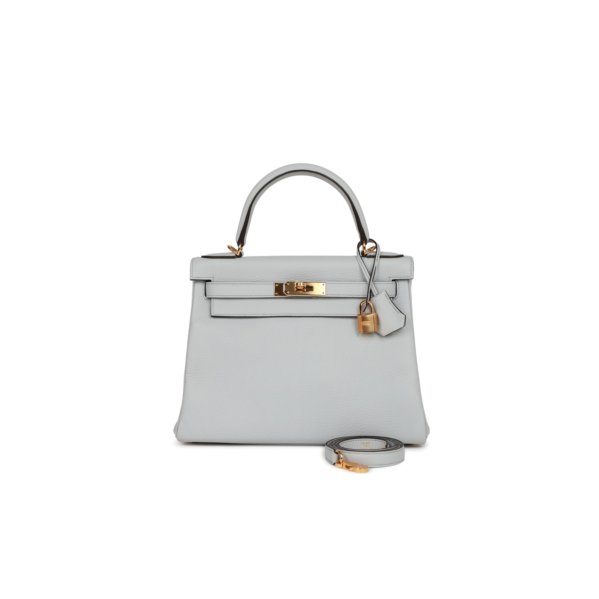 H**mes kelly retourne 28 bleu pale clemence gold hardware (28*22*10cm)