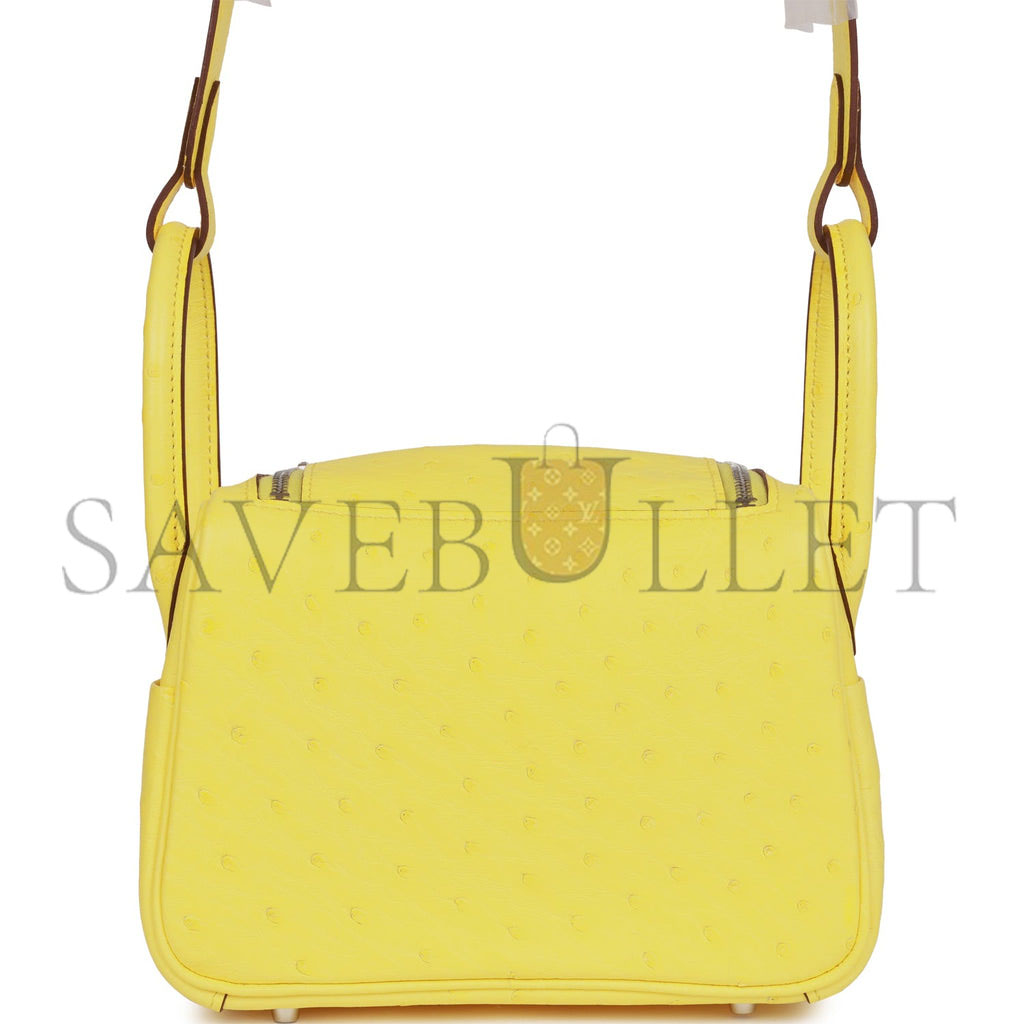 H**mes mini lindy jaune citron ostrich palladium hardware (19*12.5*9)