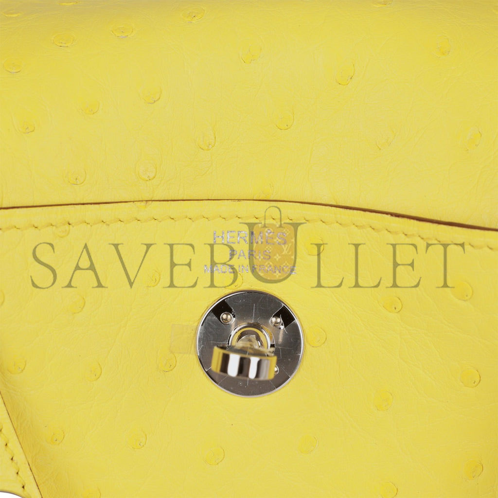 H**mes mini lindy jaune citron ostrich palladium hardware (19*12.5*9)