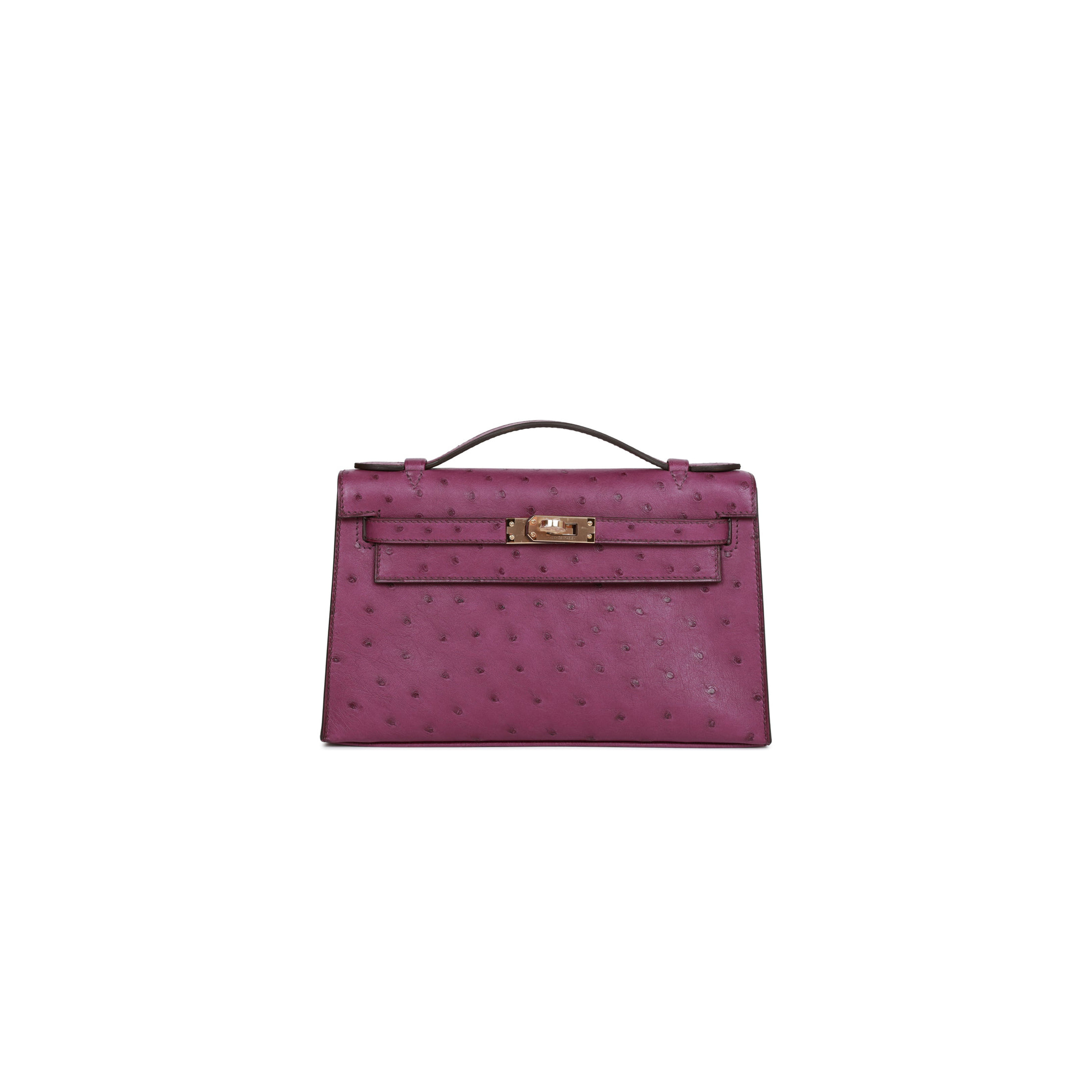 H**mes kelly pochette anemone ostrich permabrass hardware  (22*12*13cm)