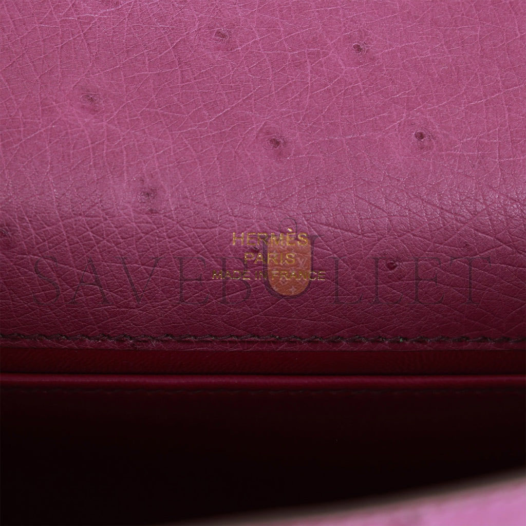 H**mes kelly pochette anemone ostrich permabrass hardware  (22*12*13cm)