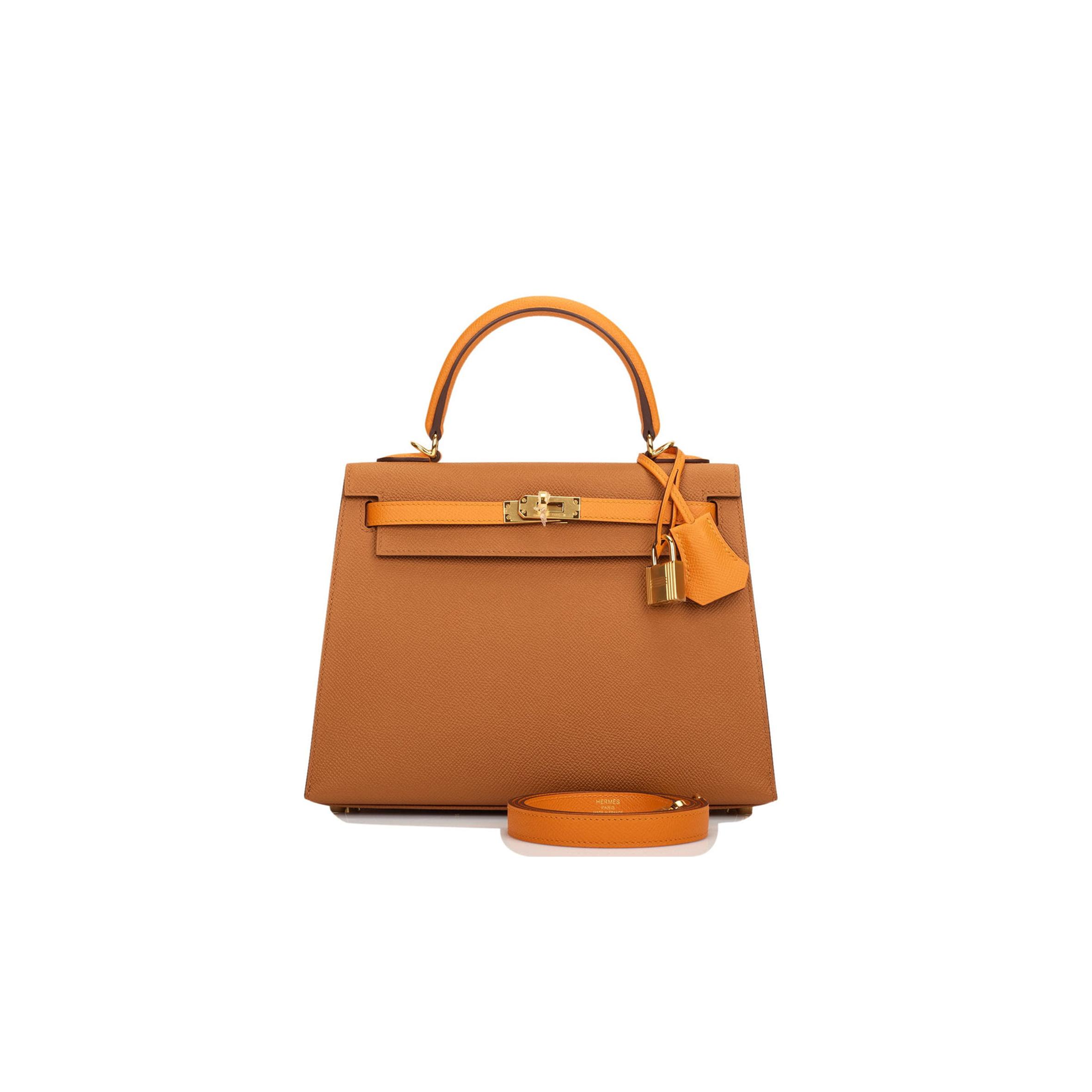 H**mes special order (hss) kelly sellier 25 gold and apricot epsom gold hardware handmade (25*17*7cm)