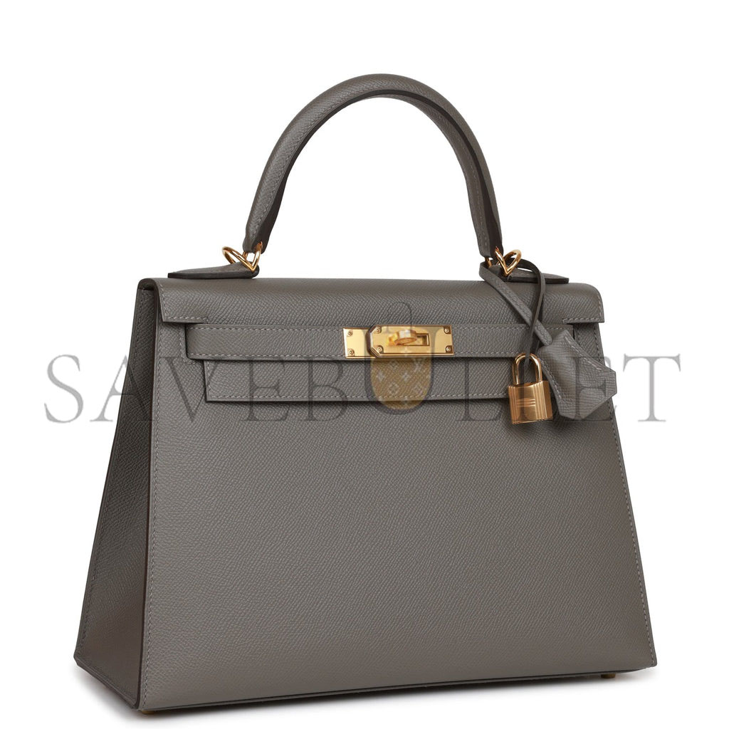 H**mes kelly sellier 28 gris meyer epsom gold hardware (28*22*10cm)