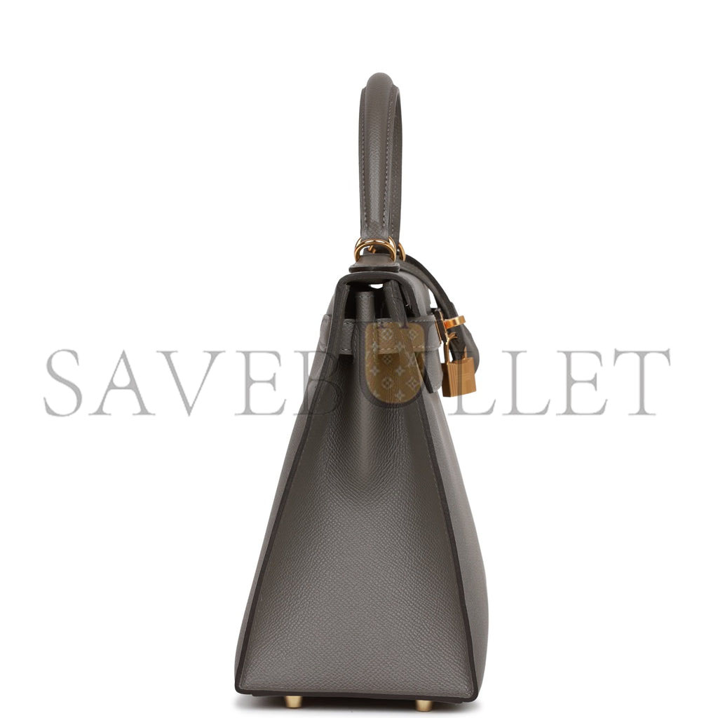 H**mes kelly sellier 28 gris meyer epsom gold hardware (28*22*10cm)