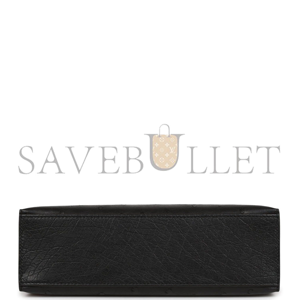 H**mes kelly pochette black ostrich gold hardware   (22*12*13cm)