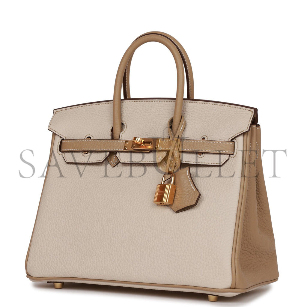H**mes special order (hss) birkin 25 craie and trench togo gold hardware handmade (25cm)
