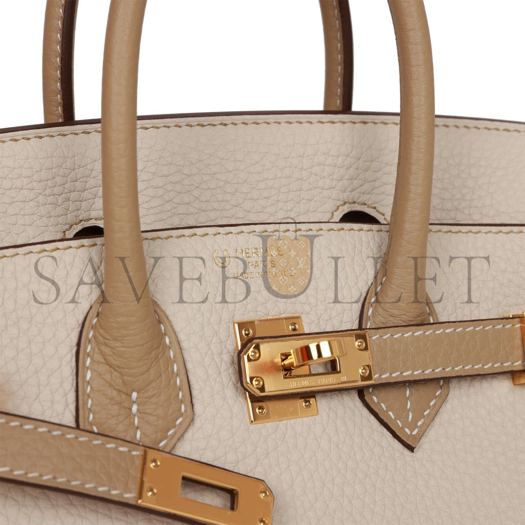 H**mes special order (hss) birkin 25 craie and trench togo gold hardware handmade (25cm)