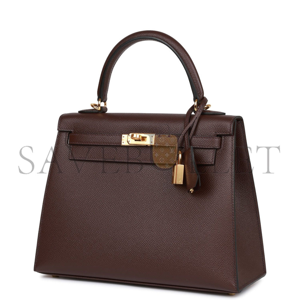 H**mes kelly sellier 25 rouge sellier epsom gold hardware handmade  (25*17*7cm)