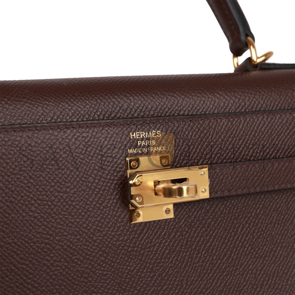 H**mes kelly sellier 25 rouge sellier epsom gold hardware handmade  (25*17*7cm)
