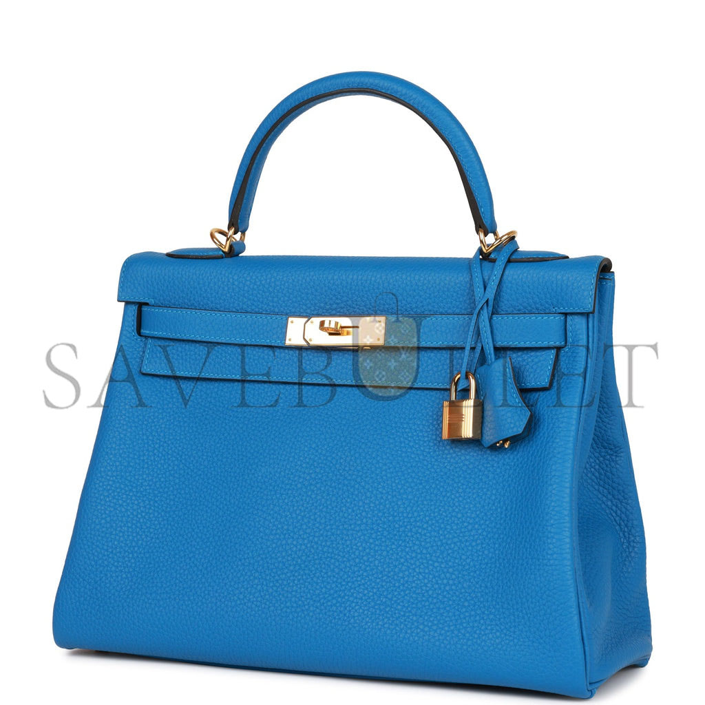 H**mes kelly retourne 32 mykonos clemence gold hardware  (32*23*10.5cm)