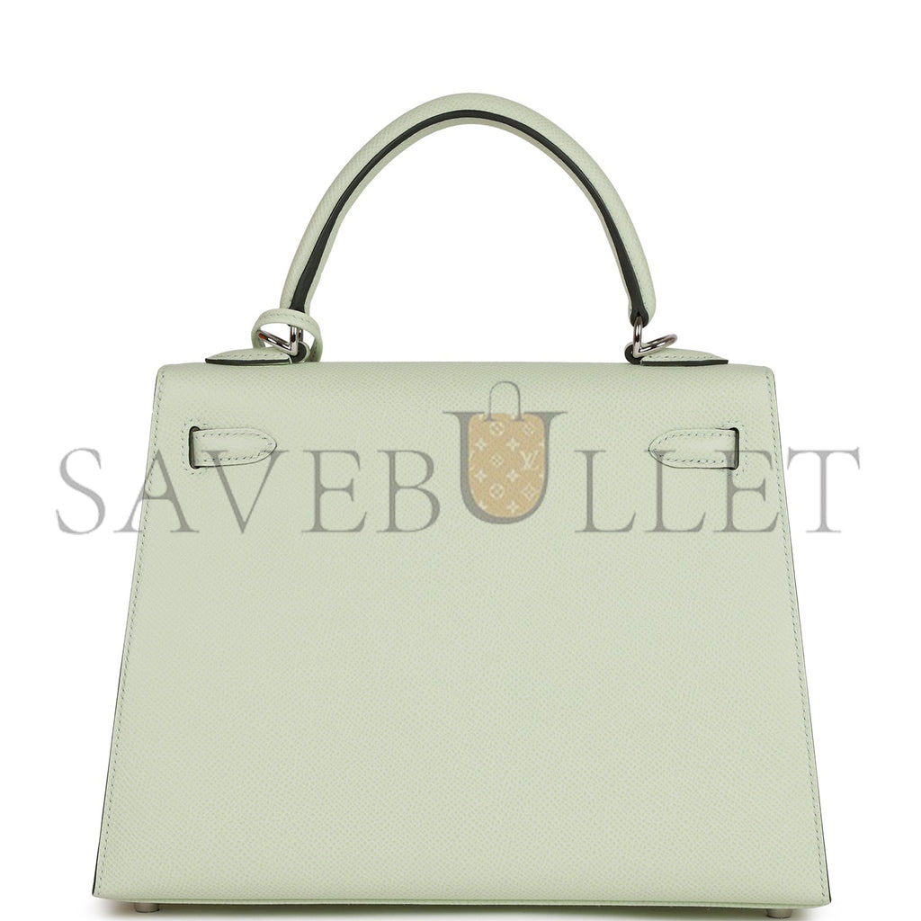 H**mes kelly sellier 25 vert fizz epsom palladium hardware handmade  (25*17*7cm)