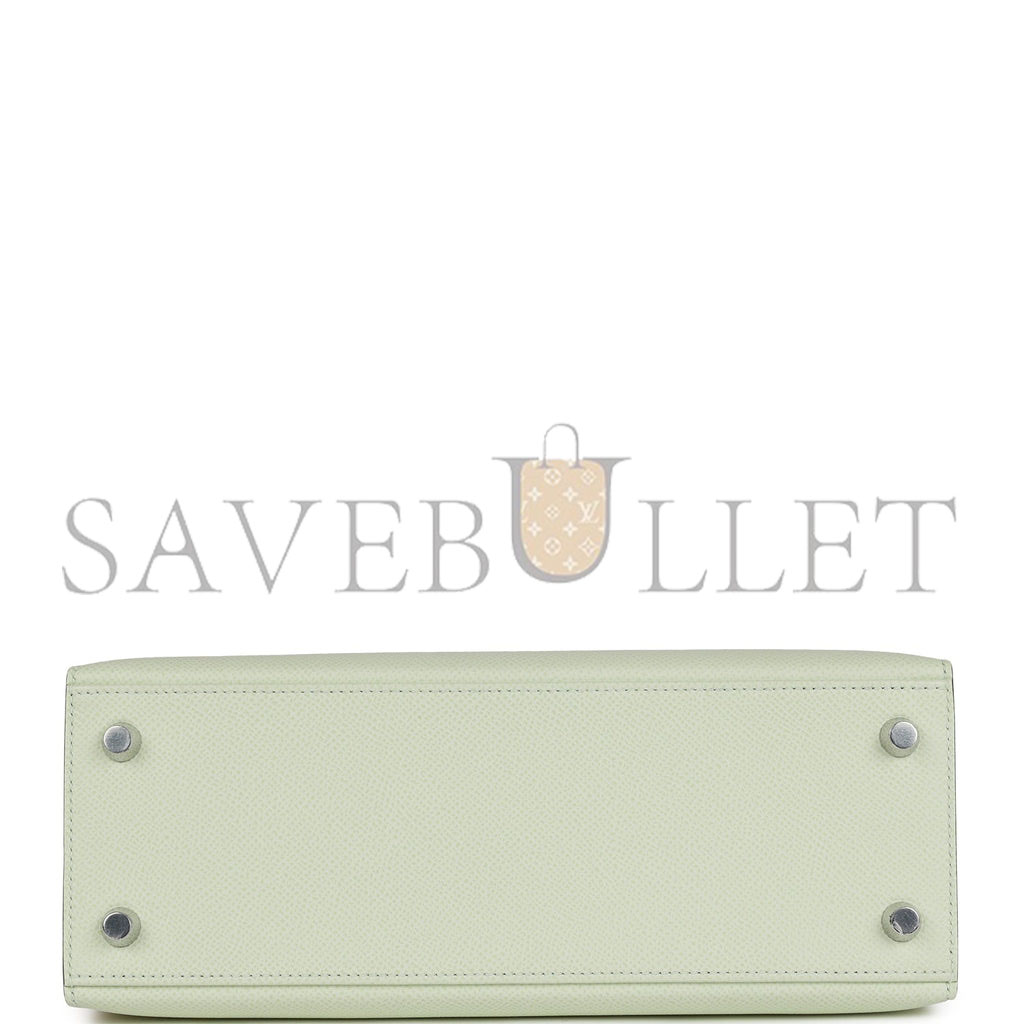 H**mes kelly sellier 25 vert fizz epsom palladium hardware handmade  (25*17*7cm)