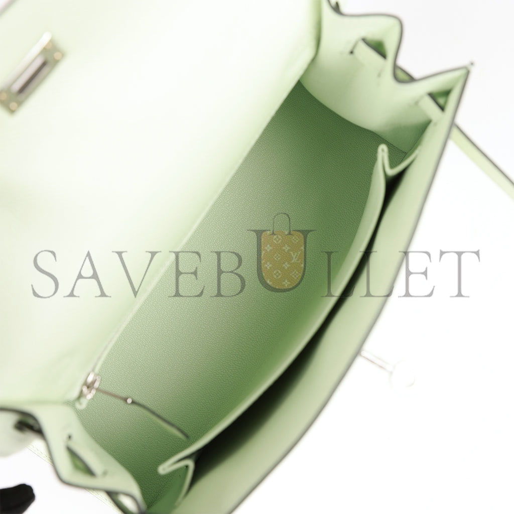 H**mes kelly sellier 25 vert fizz epsom palladium hardware handmade  (25*17*7cm)