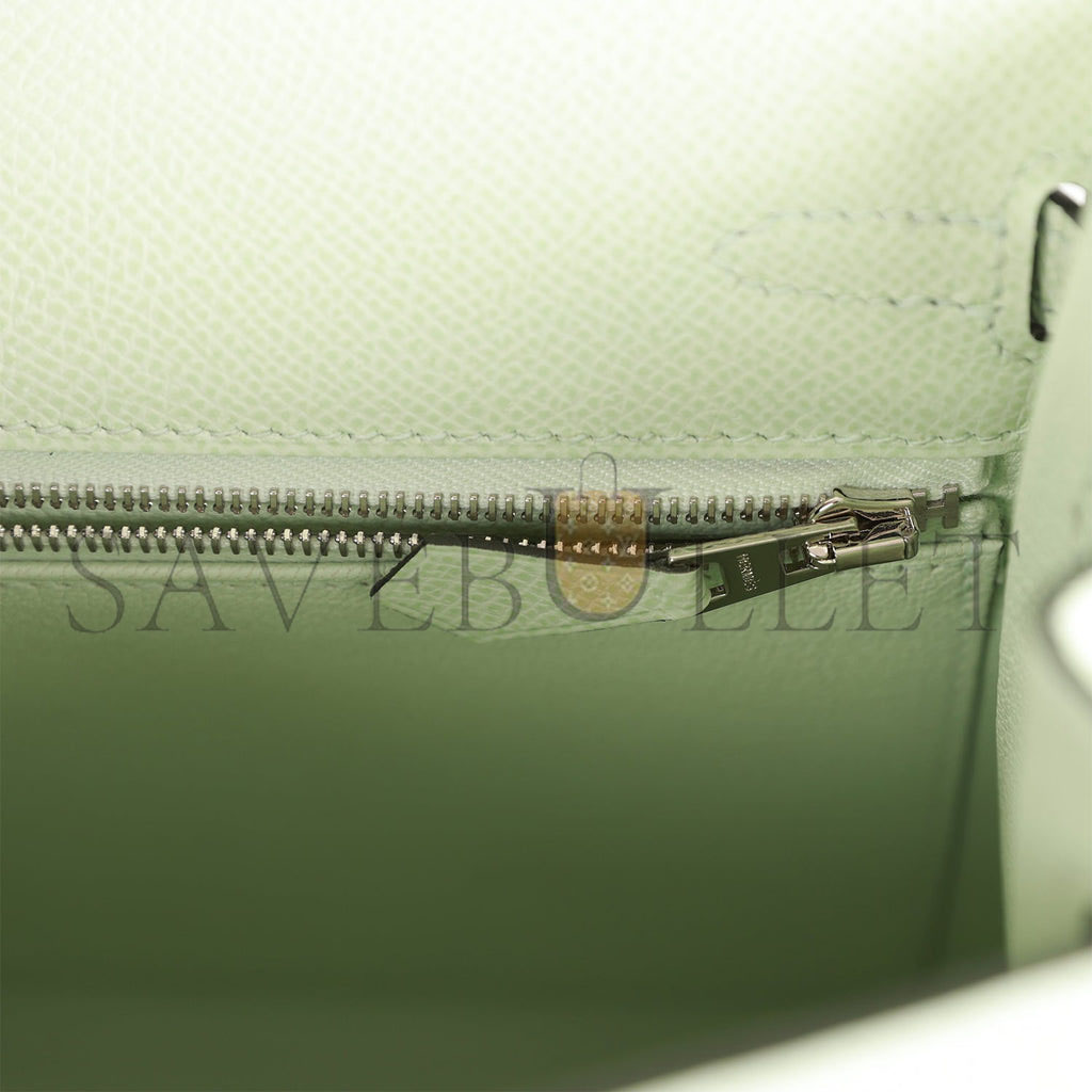 H**mes kelly sellier 25 vert fizz epsom palladium hardware handmade  (25*17*7cm)