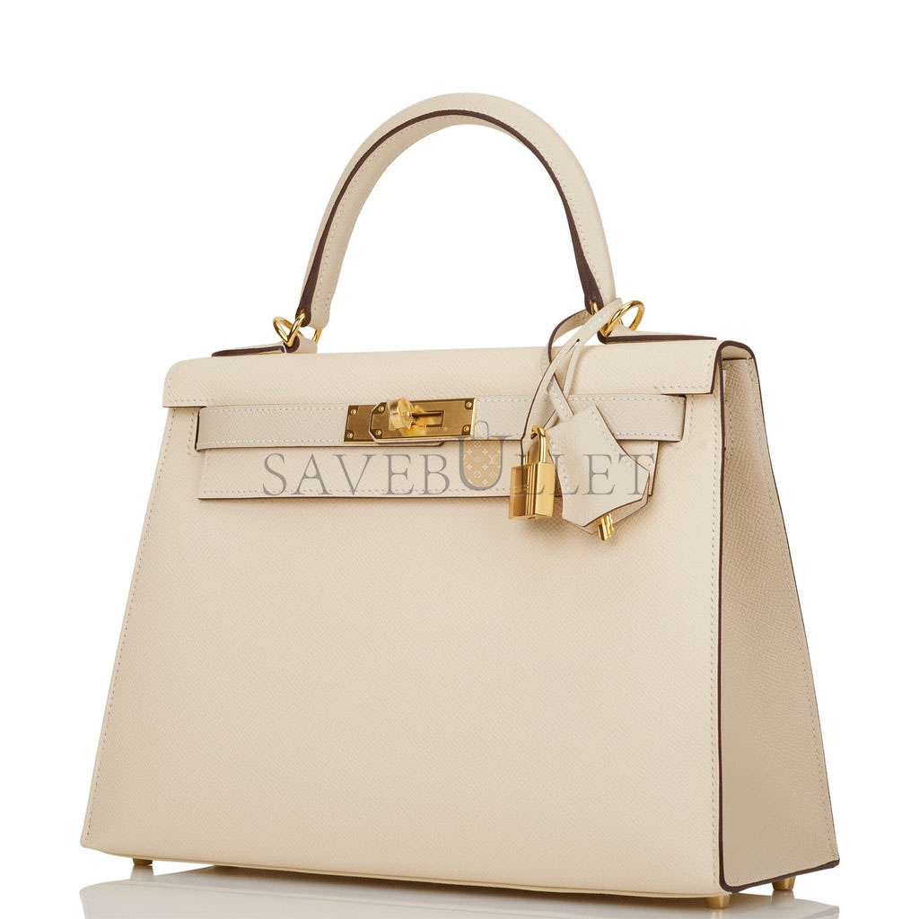 H**mes special order (hss) kelly sellier 28 nata and craie epsom gold hardware  (28*22*10cm)