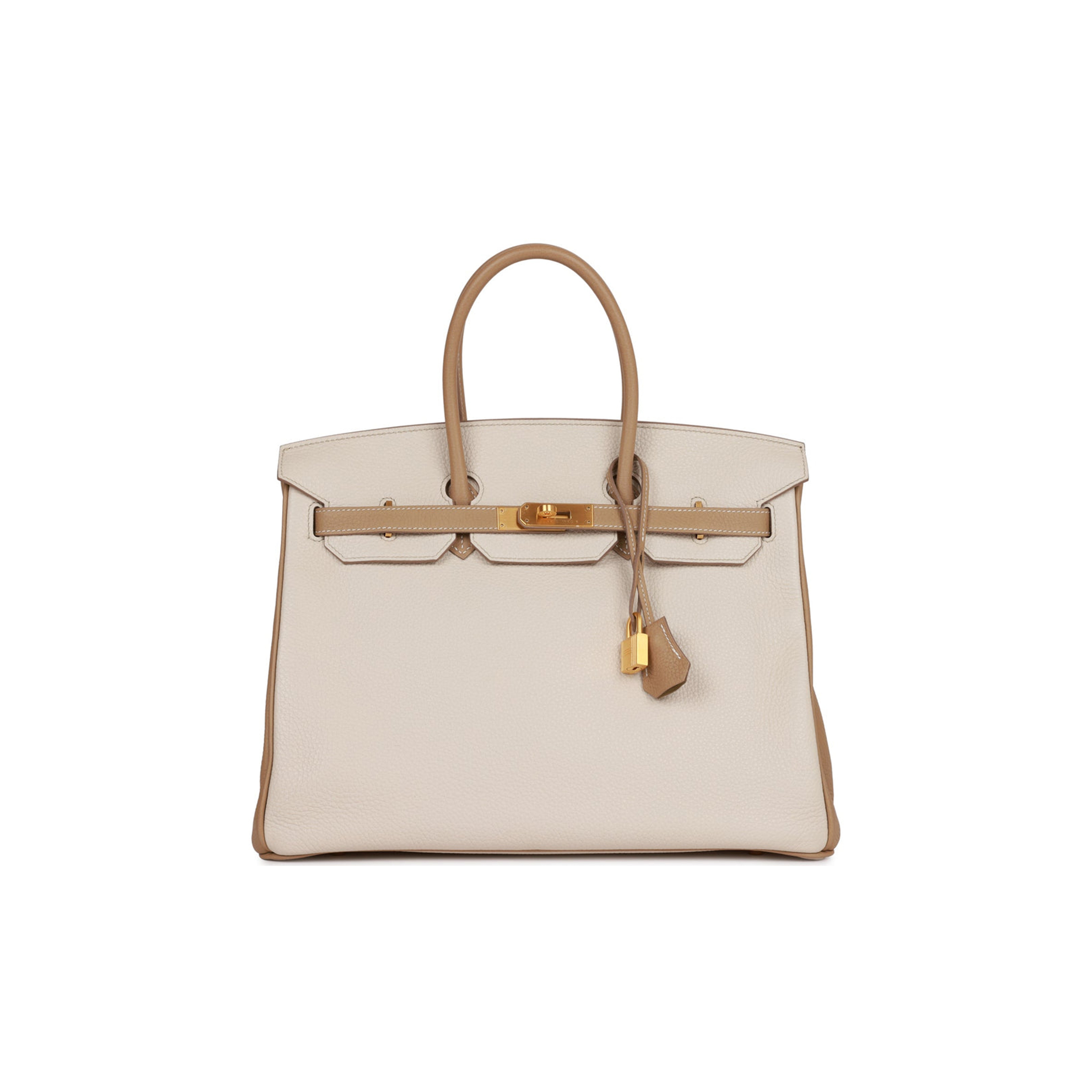 H**mes special order (hss) birkin 35 craie and trench clemence brushed gold hardware (35*25*18cm)