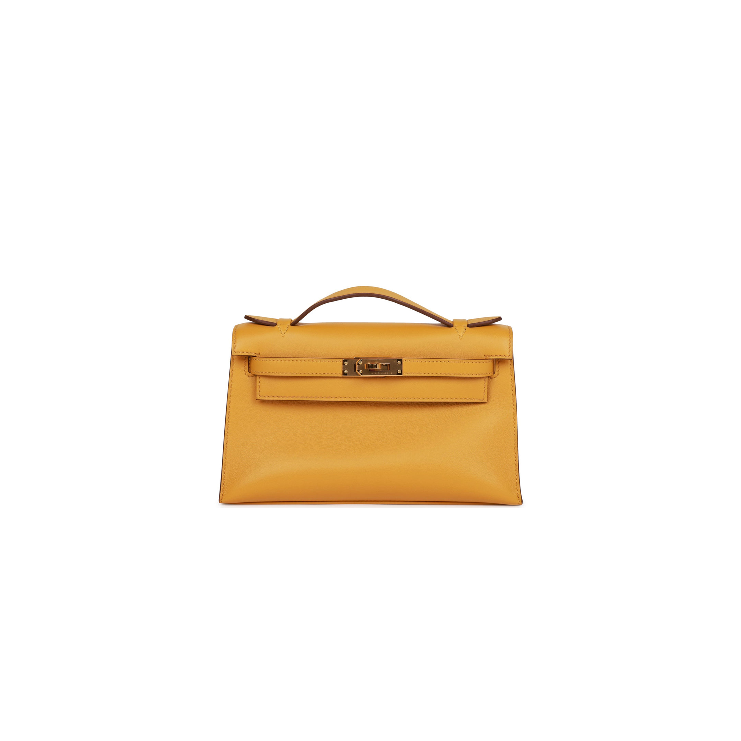 H**mes kelly pochette jaune ambre swift gold hardware  (22*12*13cm)