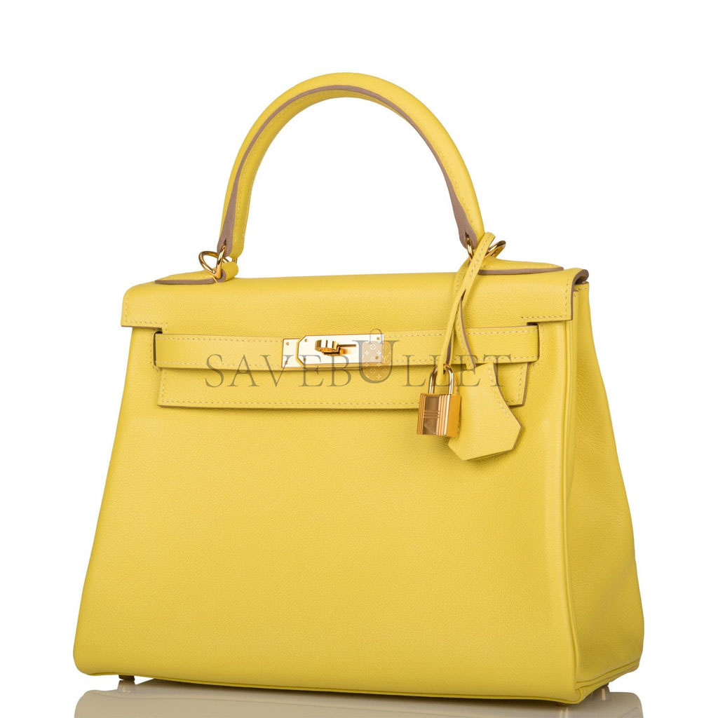 H**mes kelly retourne 28 lime evercolor gold hardware (28*22*10cm)