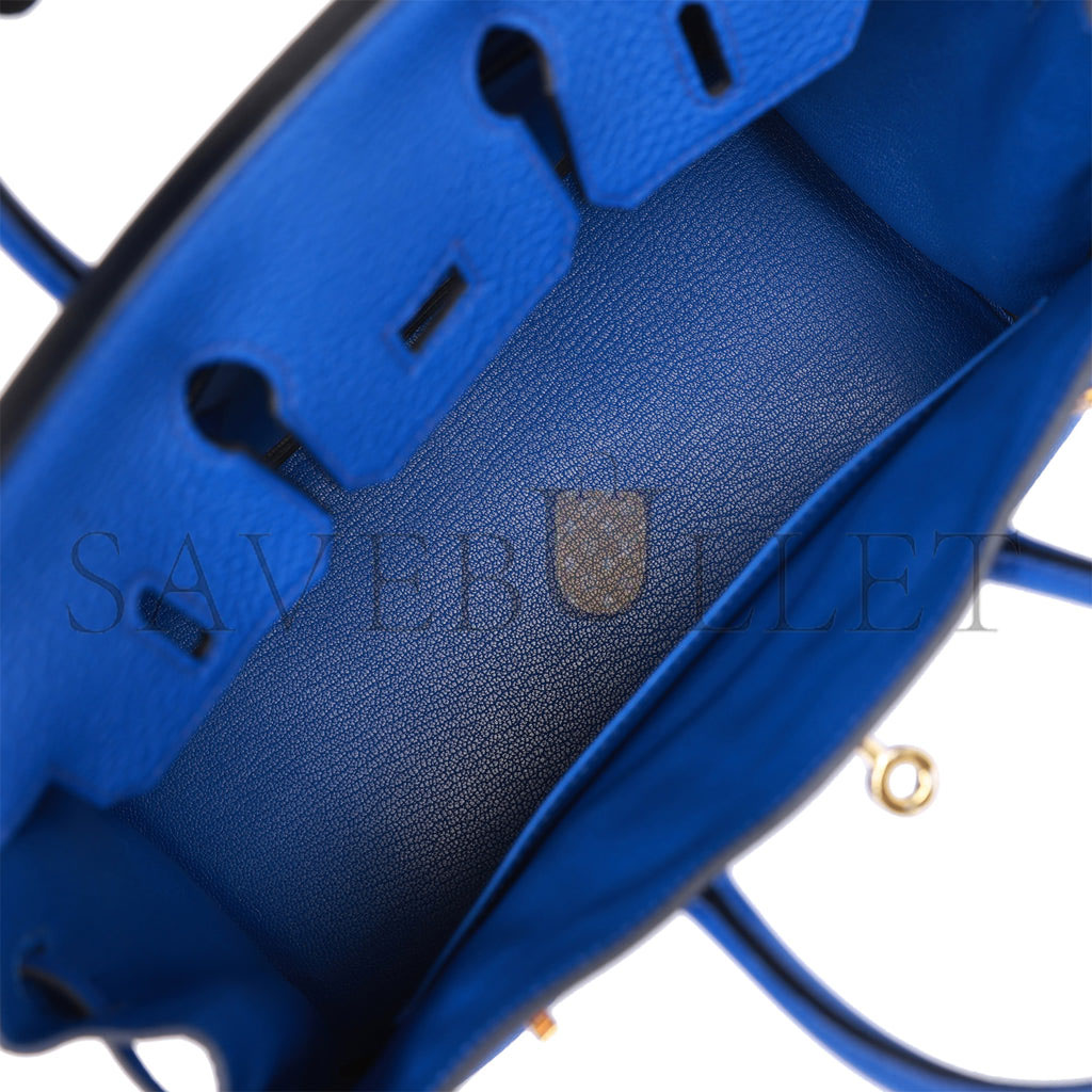 H**mes birkin 25 bleu royal togo gold hardware handmade (25cm)