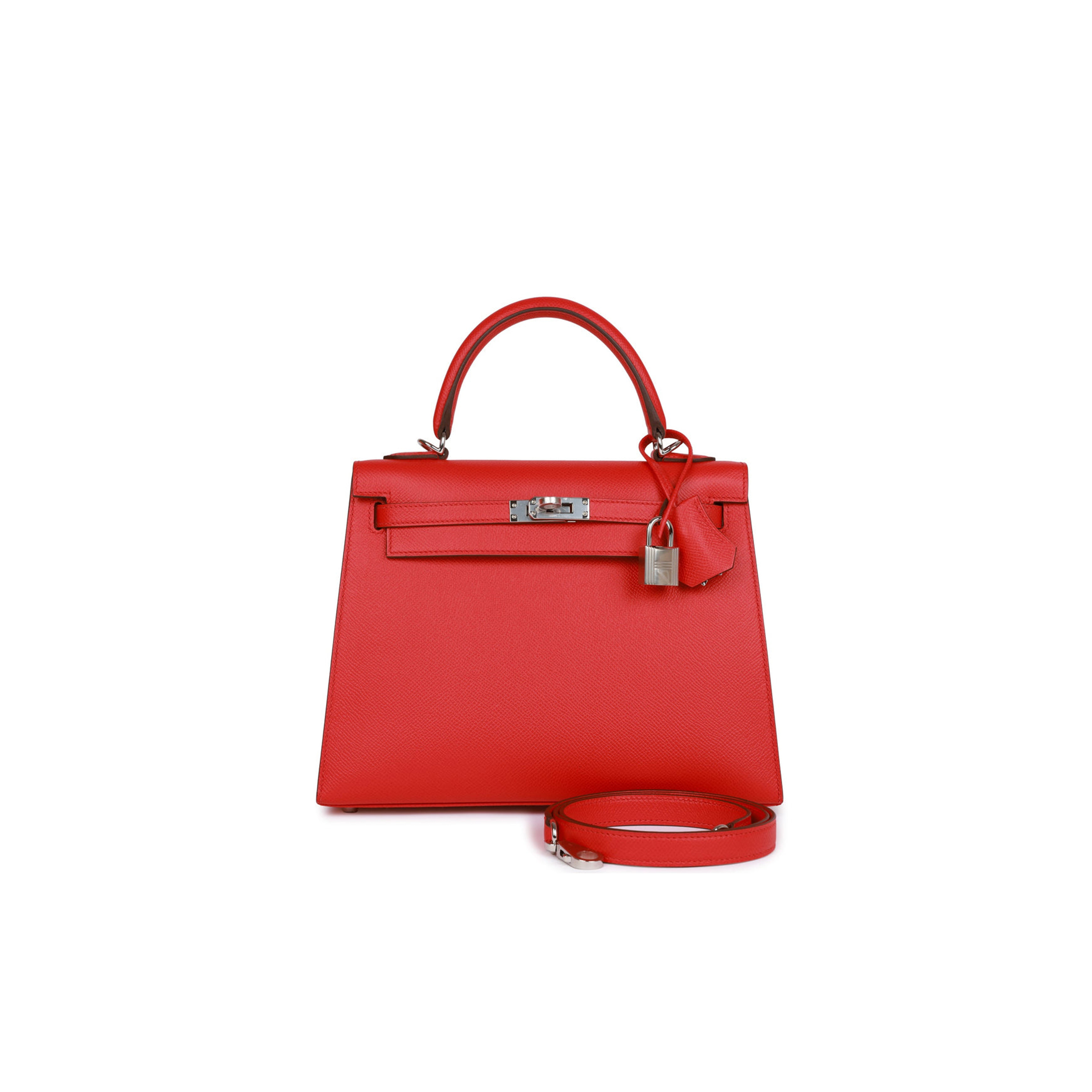 H**mes kelly sellier 25 rouge de coeur verso epsom palladium hardware  (25*17*7cm