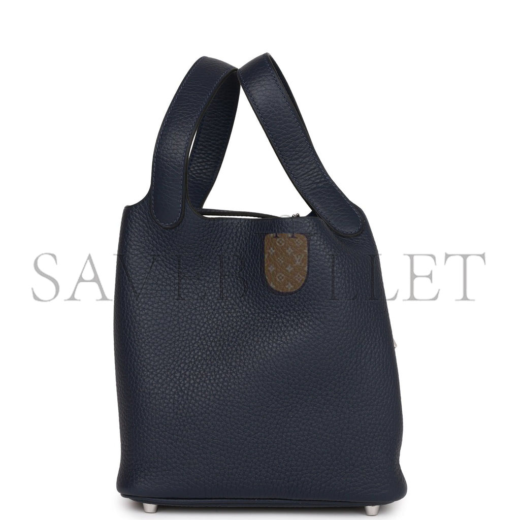 H**mes picotin lock 18 bleu nuit clemence palladium hardware (18*13*18cm)
