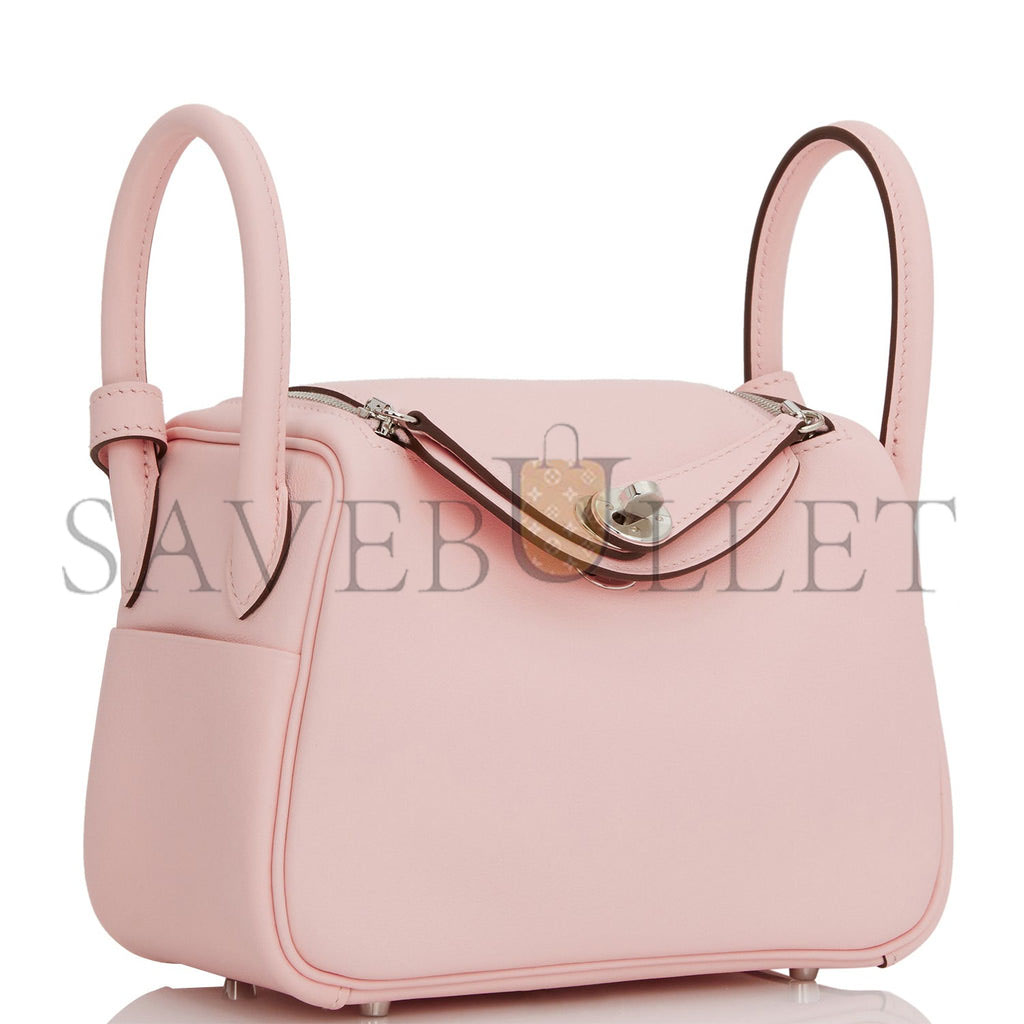 H**mes mini lindy rose sakura swift palladium hardware (19*12.5*9)