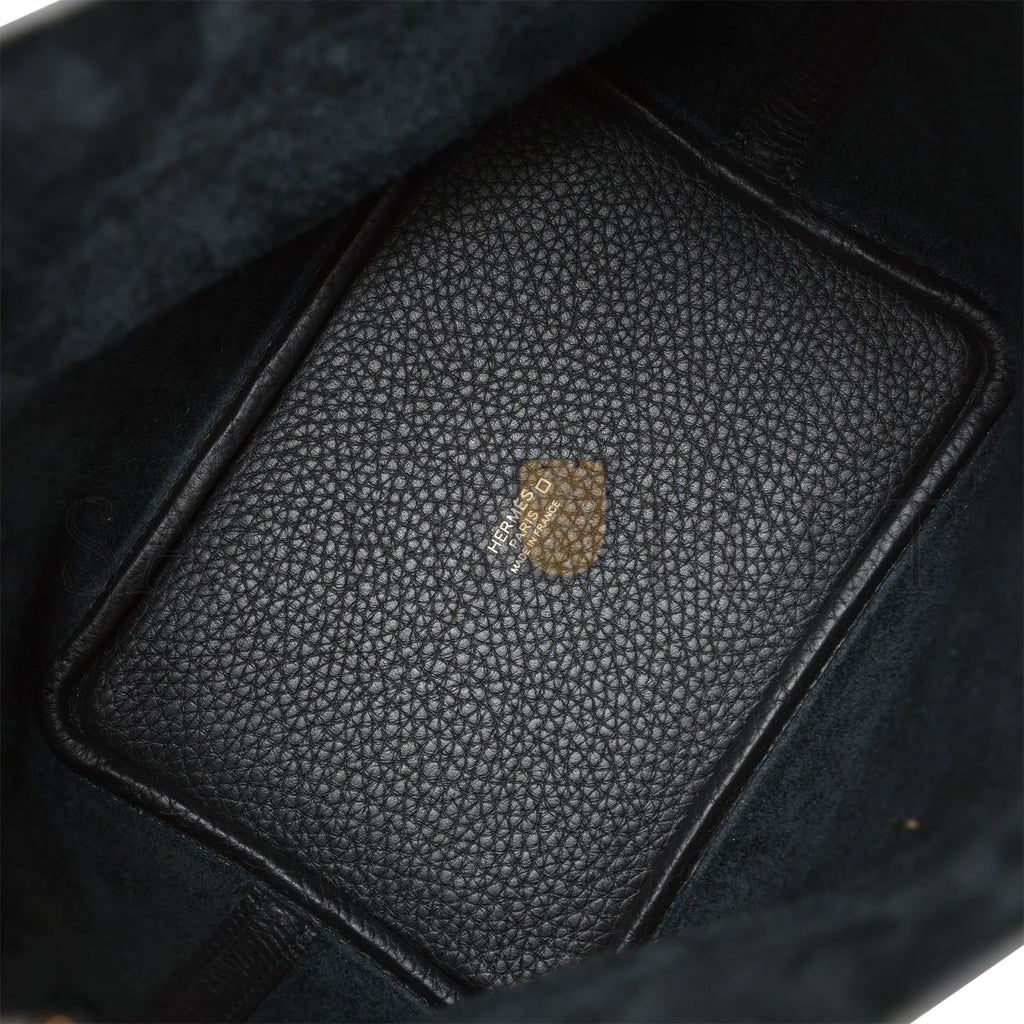 H**mes picotin lock 18 black matte alligator and clemence touch gold hardware (18*13*18cm)