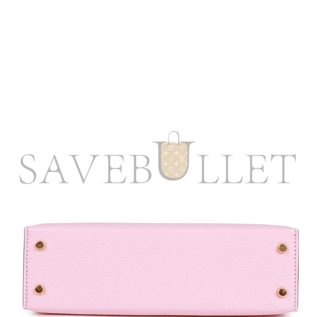 H**mes special order (hss) kelly sellier 20 rose sakura and gris perle chevre gold hardware (19*12*5.5cm)