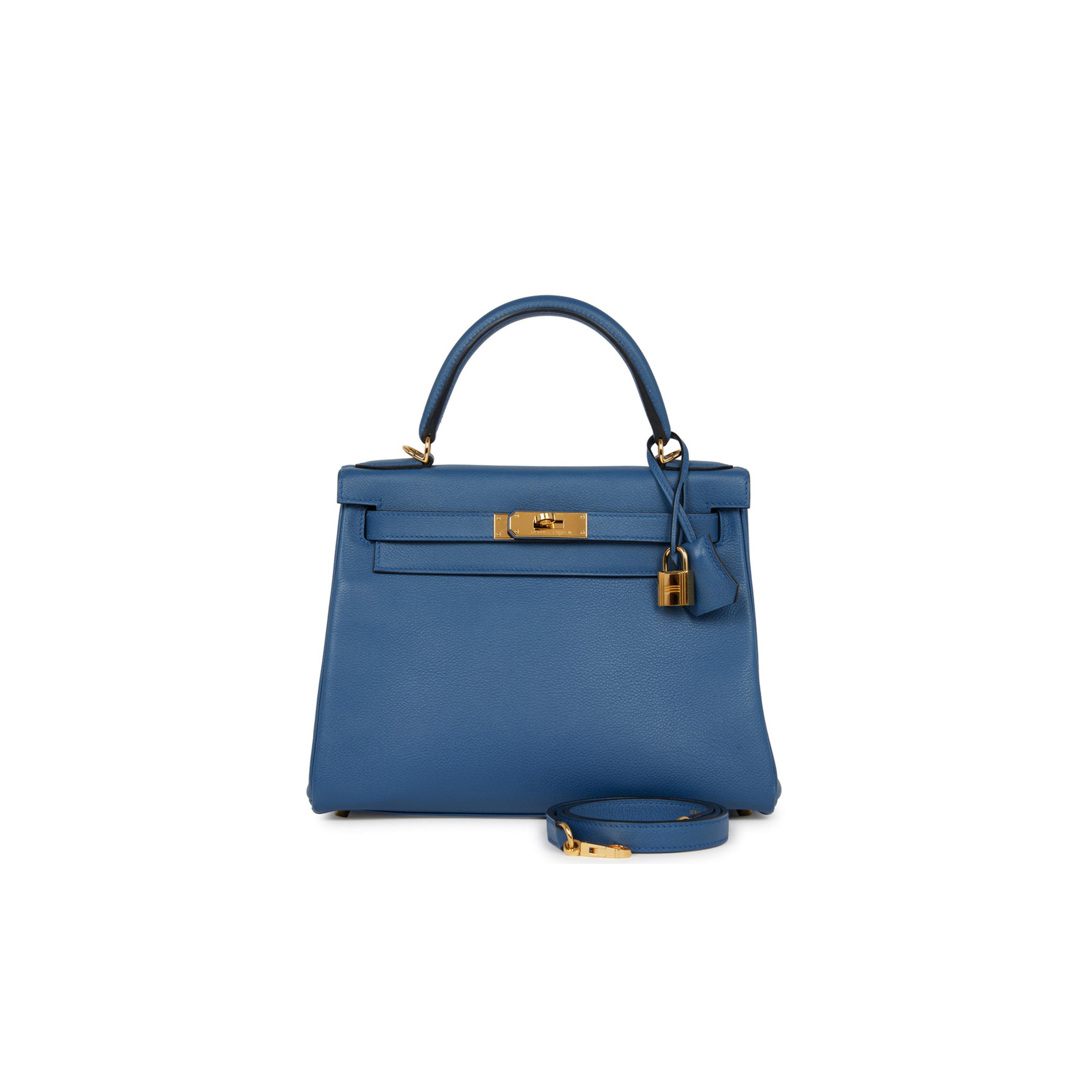 H**mes kelly retourne 28 bleu agate evercolor gold hardware  (28*22*10cm)