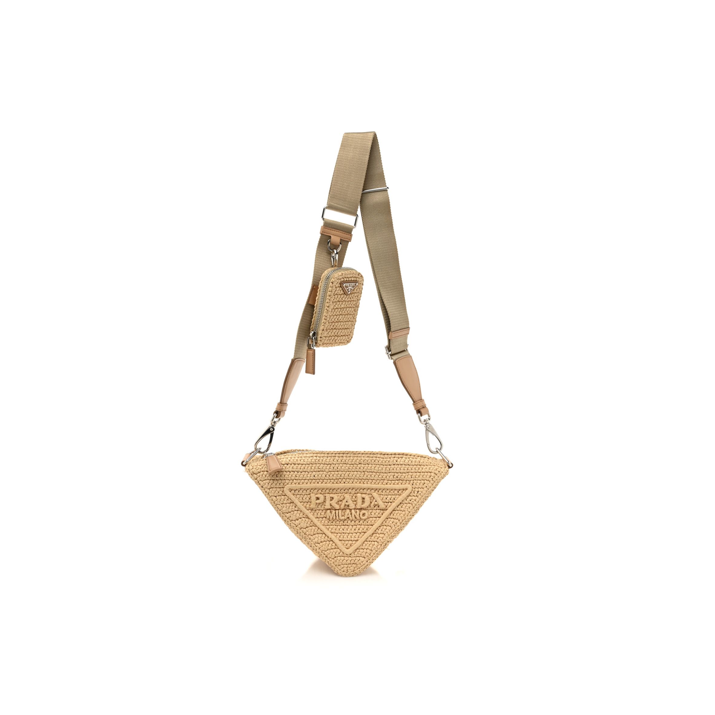 Pra*a raffia triangle shoulder bag natural (27*16*10cm)