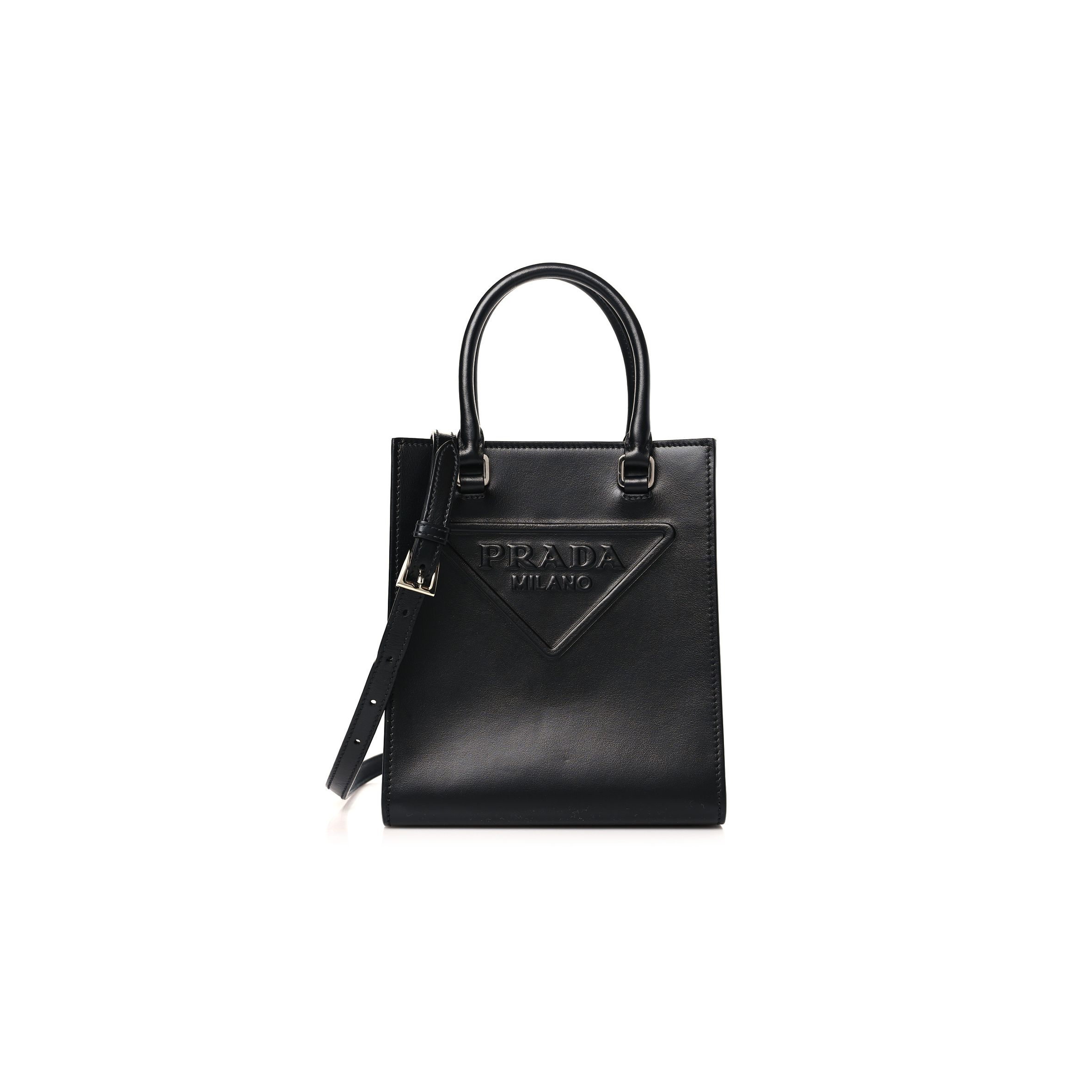 Pra*a soft calfskin small shoulder bag black (19*17*6cm)