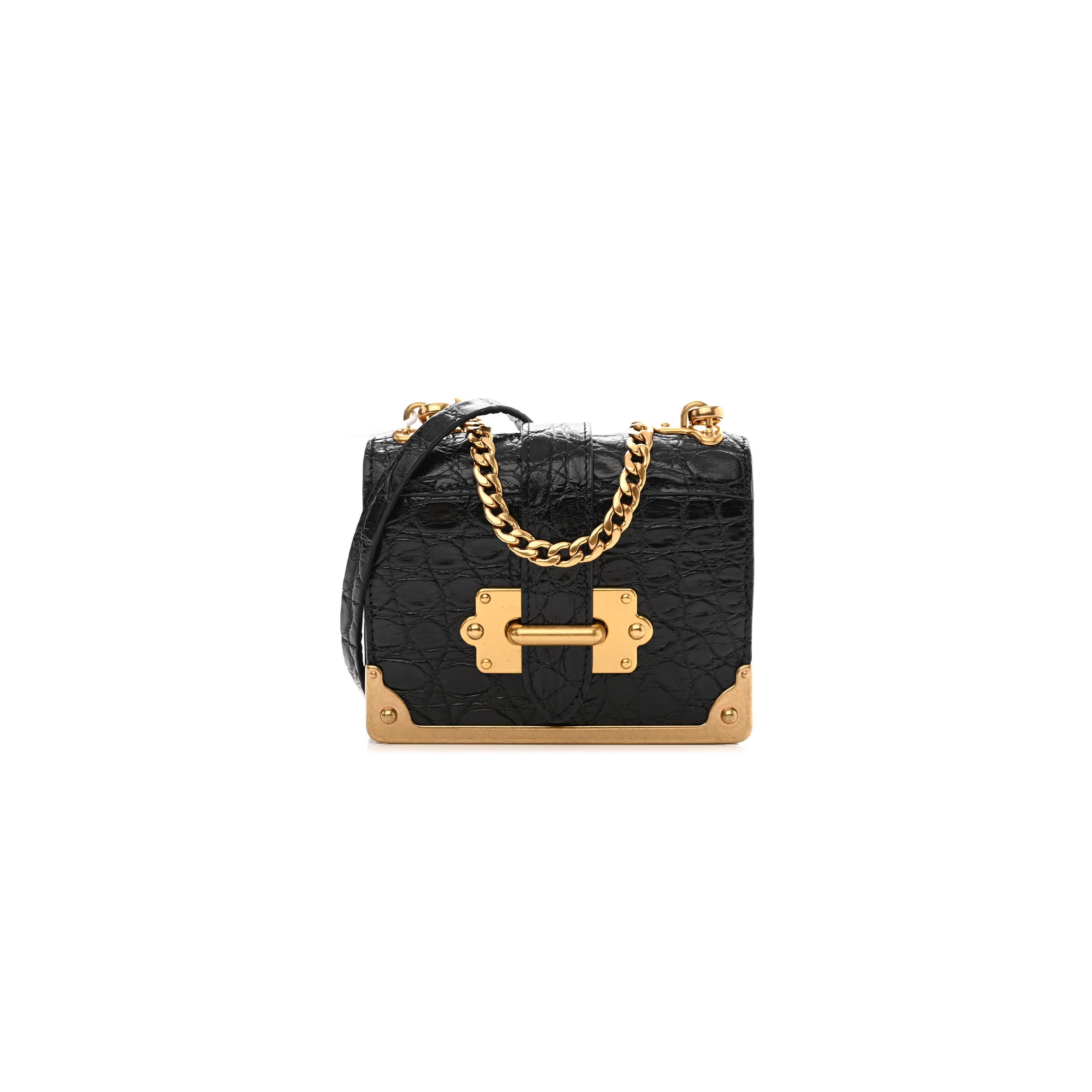 Pra*a crocodile micro cahier bag black (10*9*5cm)
