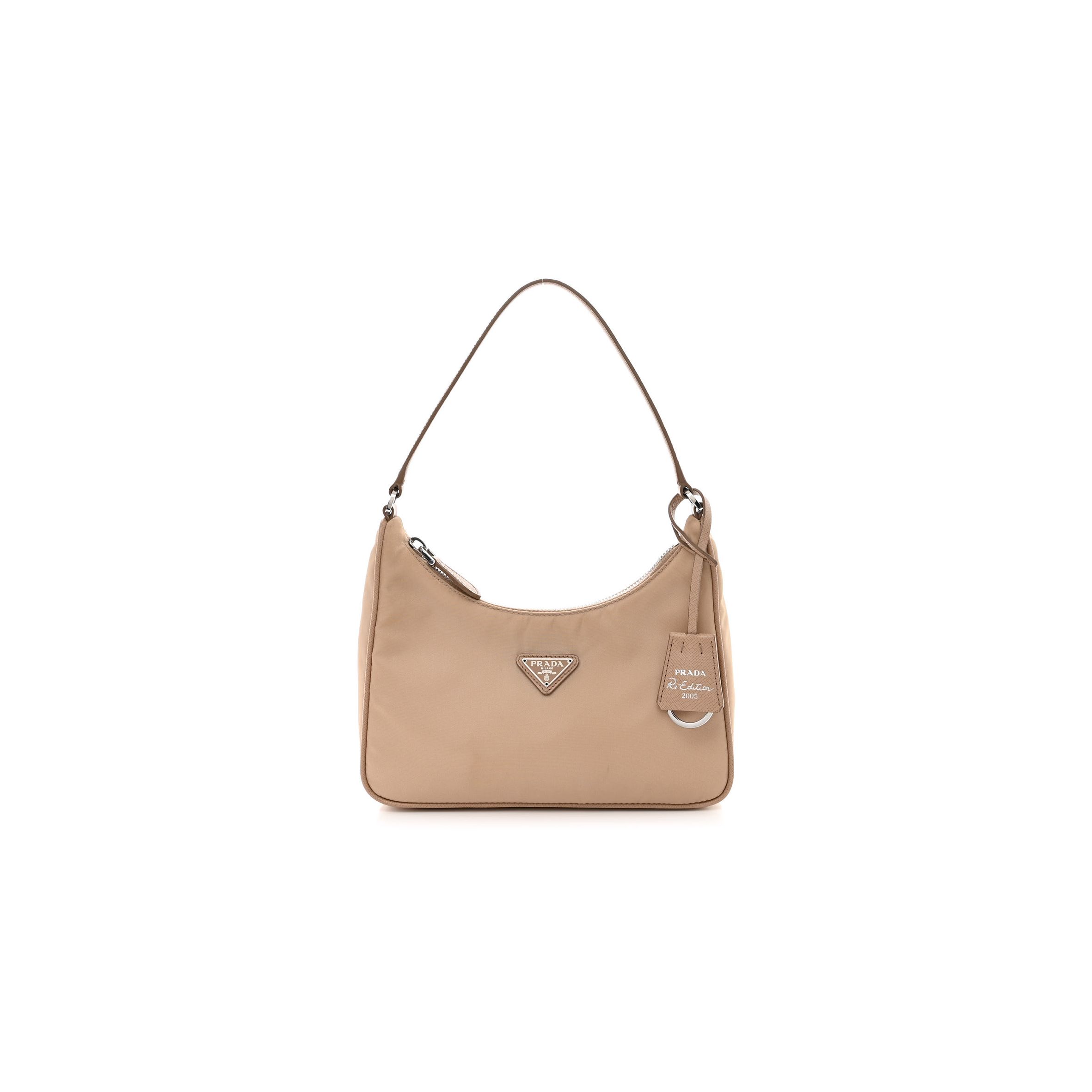 Pra*a tessuto nylon saffiano mini re-edition 2005 bag cammeo (22*17*6cm)