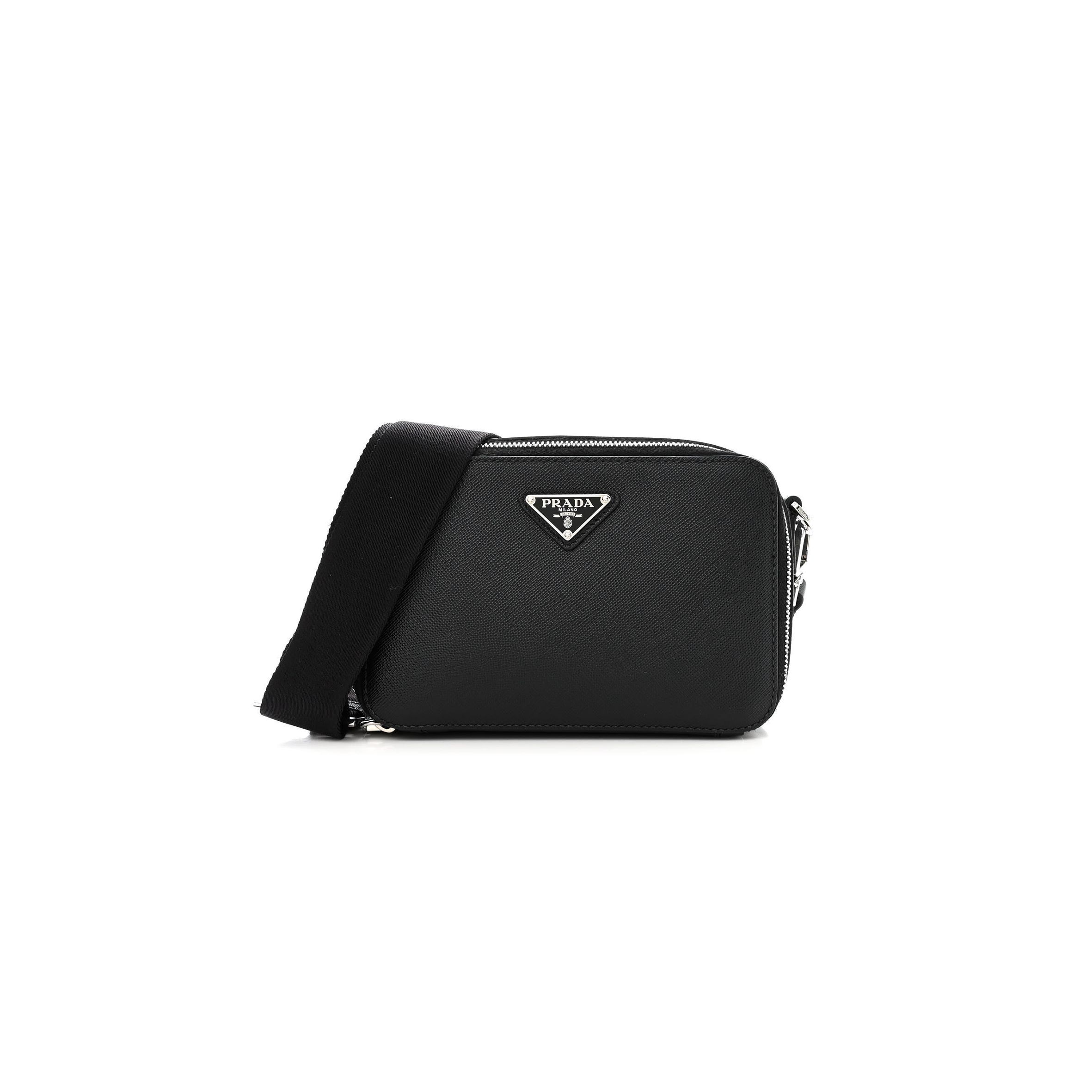 Pra*a saffiano travel mens brique crossbody bag black (19*13*6cm)
