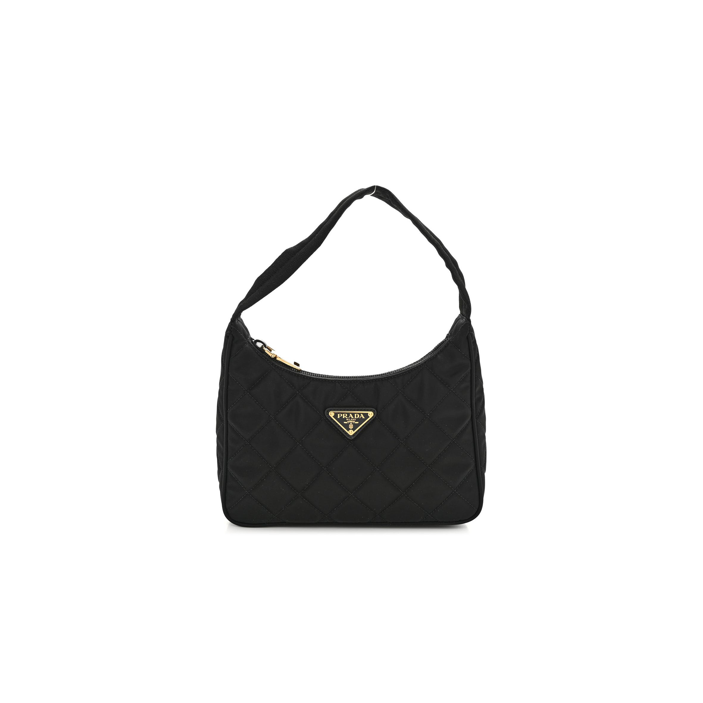 Pra*a tessuto nylon impuntu quilted shoulder bag black (23*13*6cm)