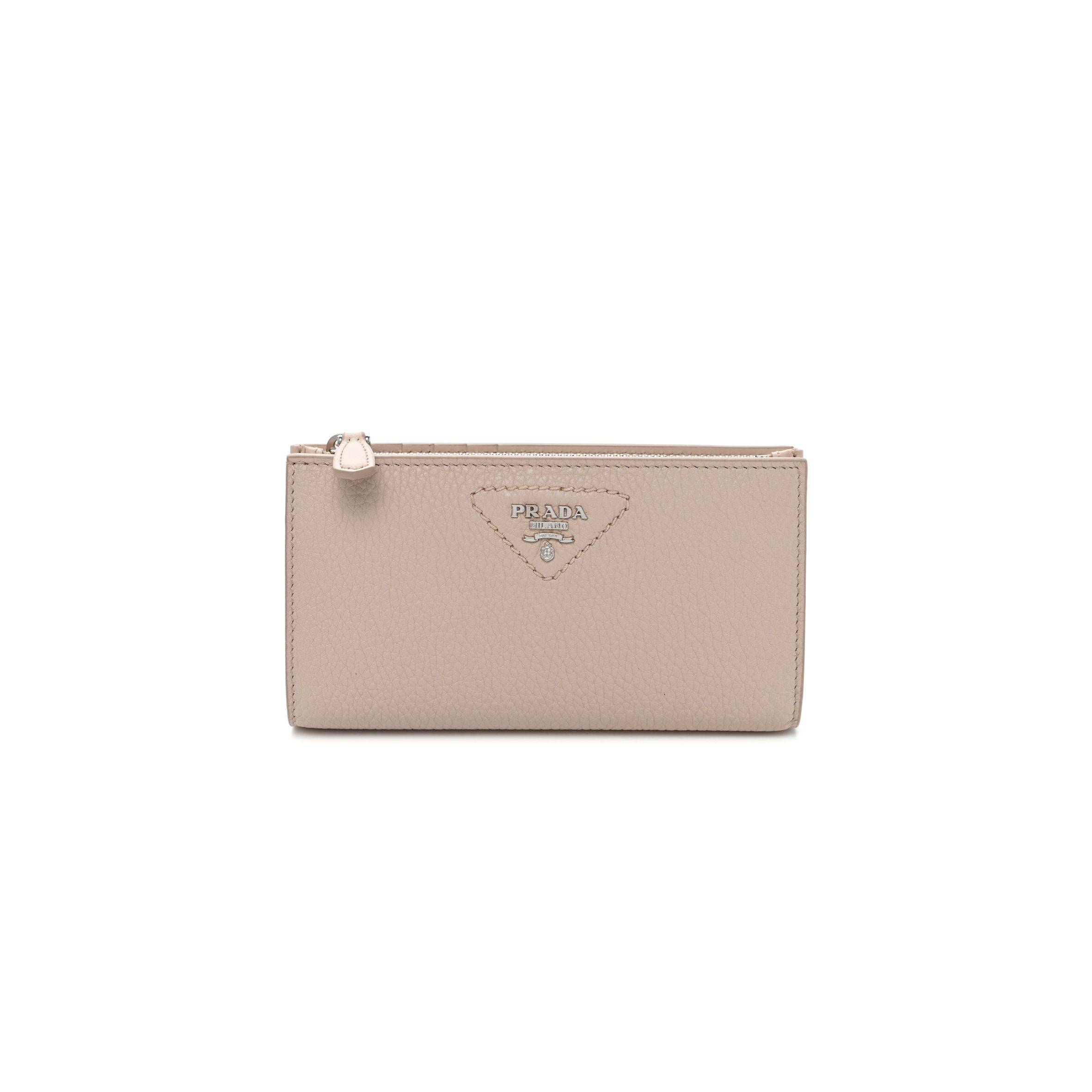 Pra*a vitello daino triangle continental zip wallet ninfea (16*10*2cm)