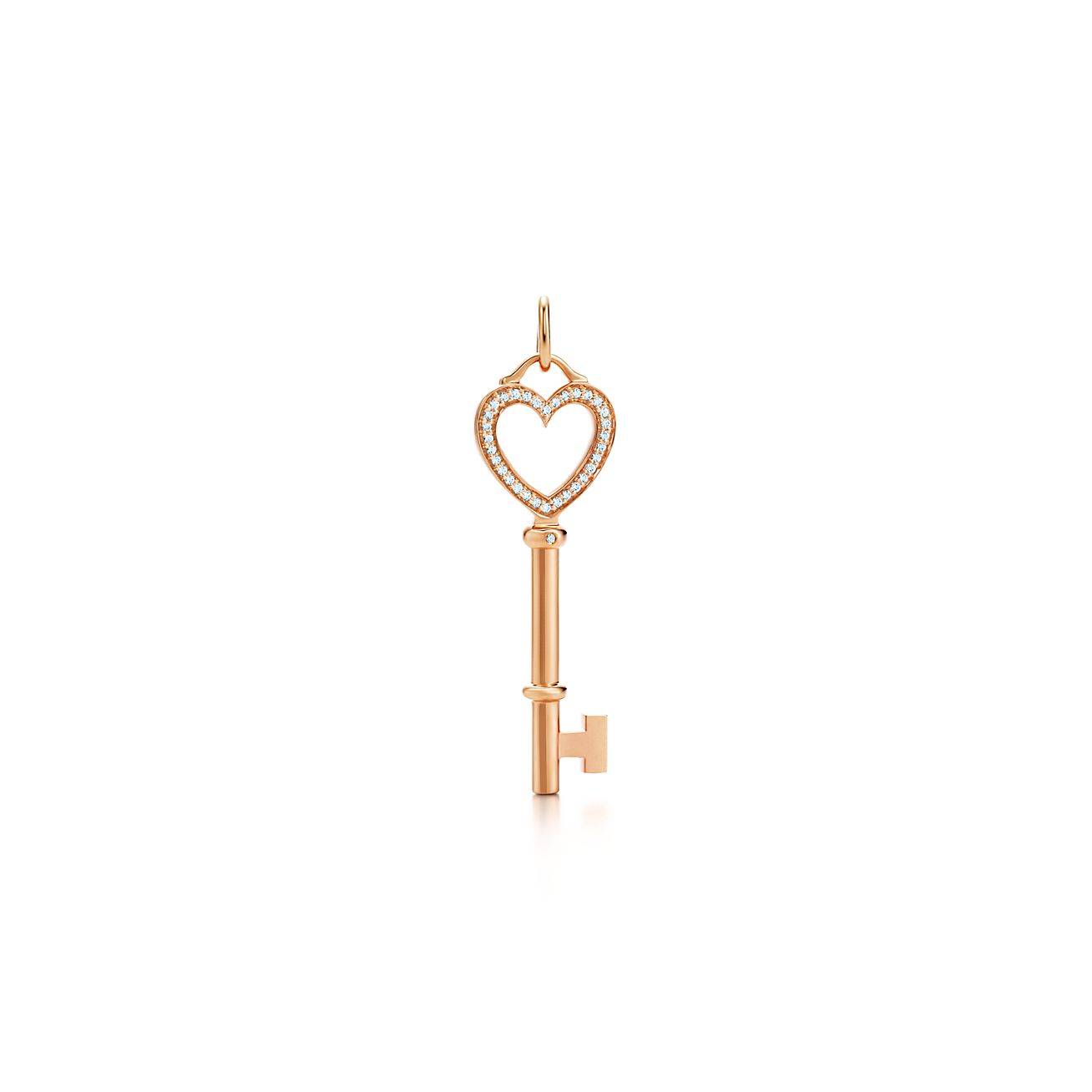 T*f*ny keys heart key in rose gold with diamonds, medium