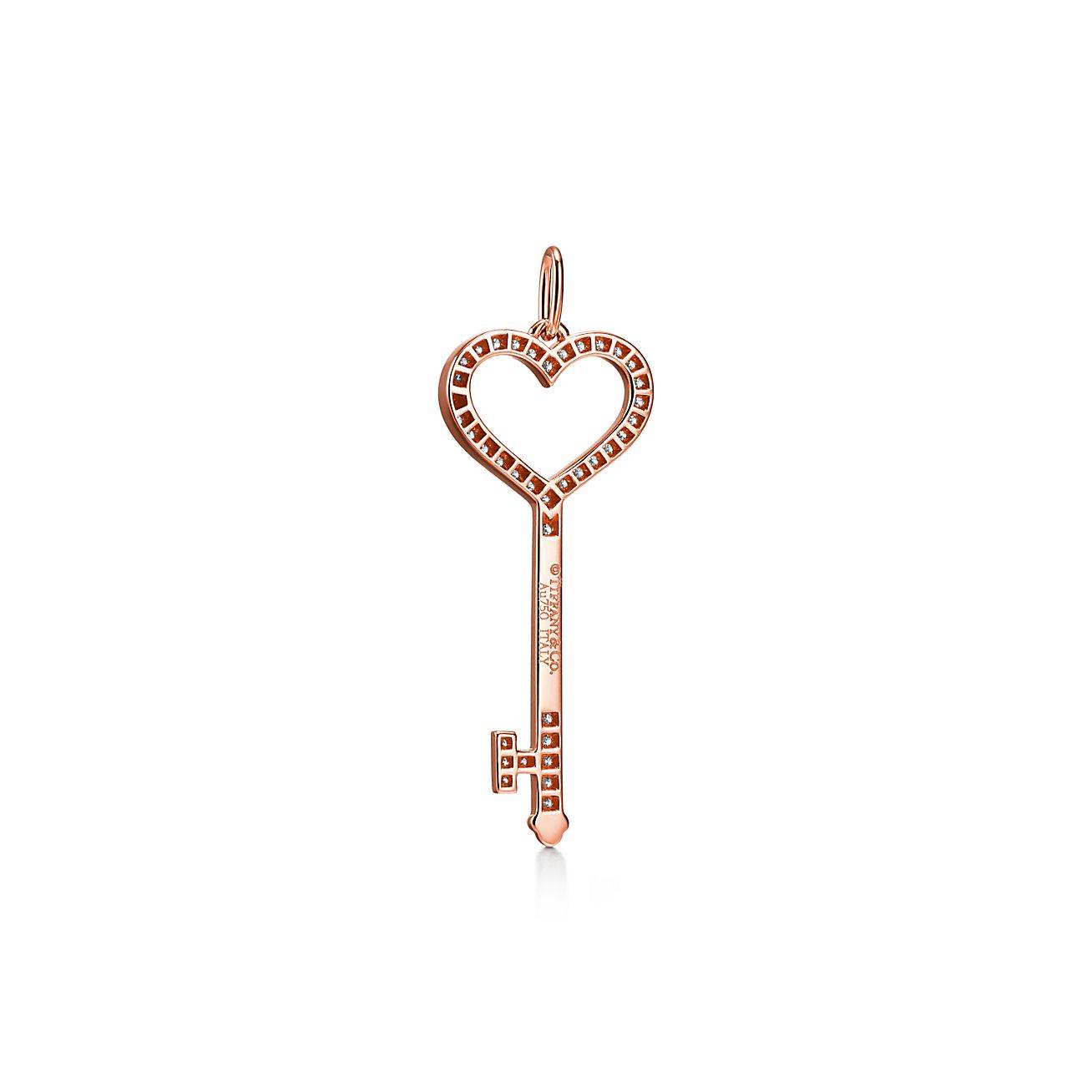 T*f*ny keys heart key in rose gold with diamonds, small