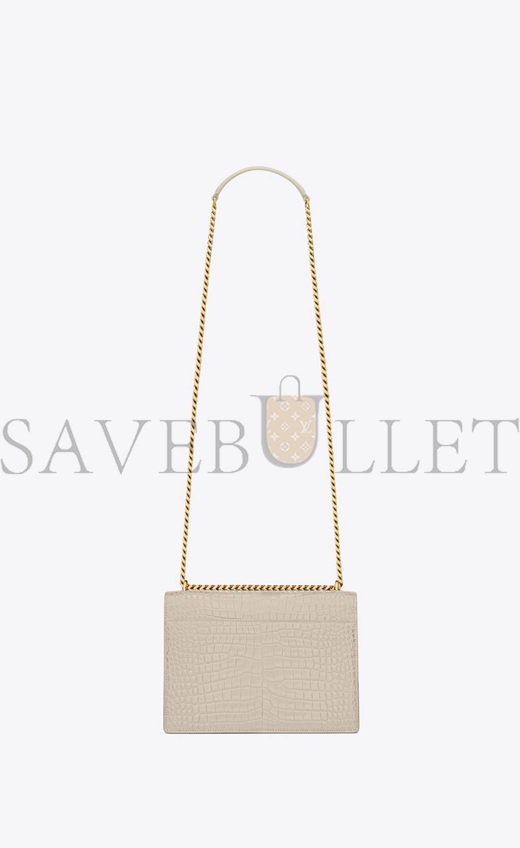 YSL SUNSET MEDIUM CHAIN BAG IN CROCODILE-EMBOSSED SHINY LEATHER 442906DND0J9207 (22*16*6.5cm)
