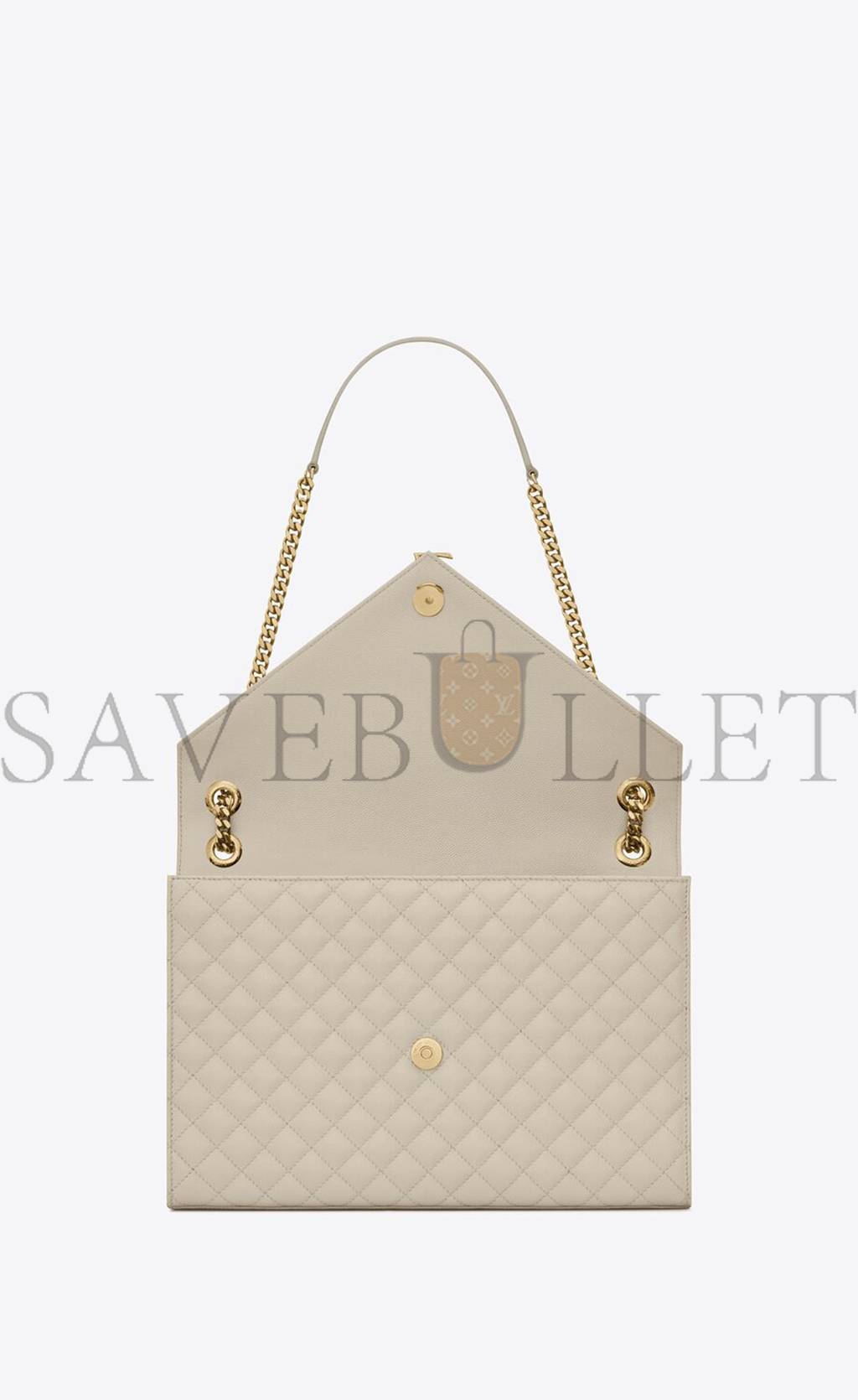 YSL ENVELOPE LARGE BAG IN MIX MATELASSÉ GRAIN DE POUDRE EMBOSSED LEATHER 600166BOW919207 (31*22*7.5cm)